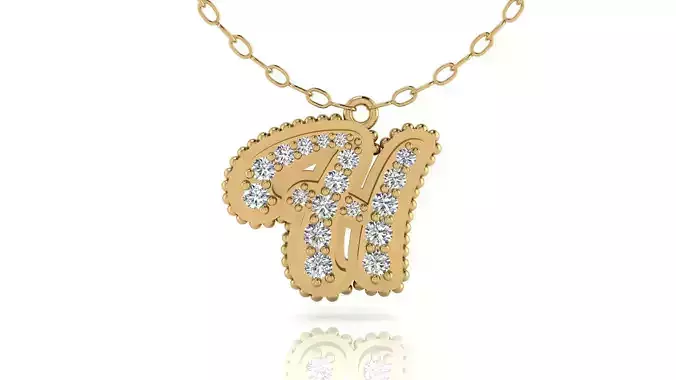 Alphabet Andala Beads Diamond Letter Pendant H