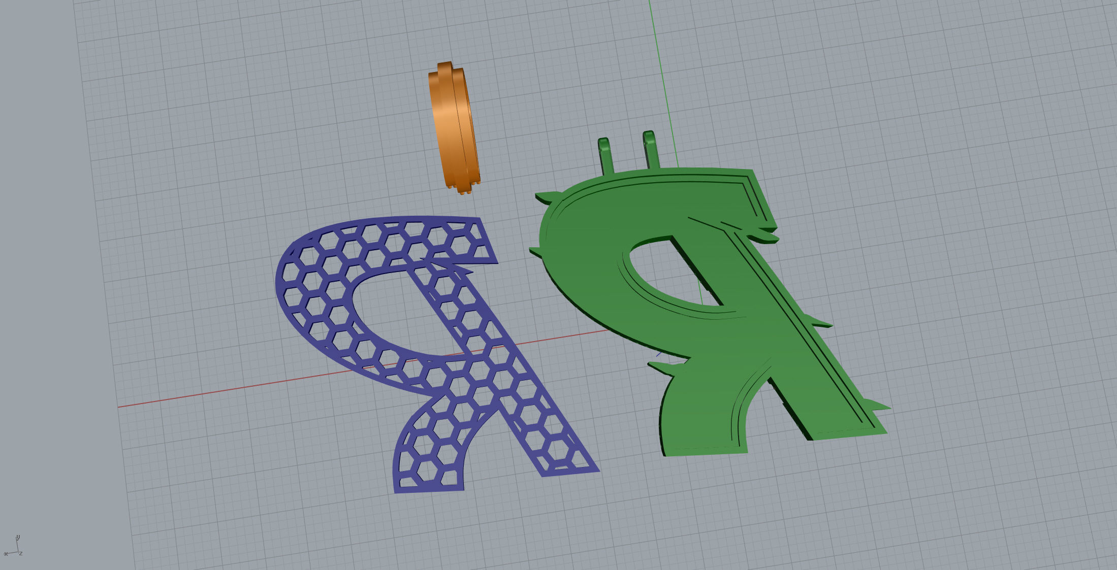 Claw Font R 3D print model_11