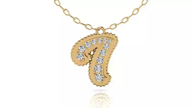 Alphabet Andala Beads Diamond Letter Pendant I
