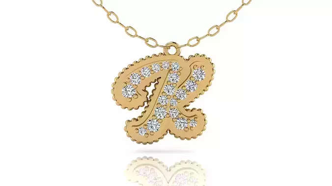 Alphabet Andala Beads Diamond Letter Pendant K