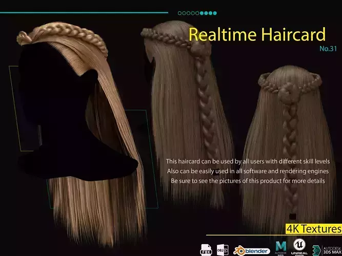 Realtime Haircard No31 Low-poly 3D model