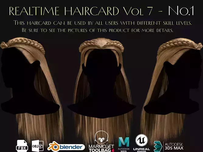 Realtime Haircard Vol 7 - No1 Low-poly 3D model