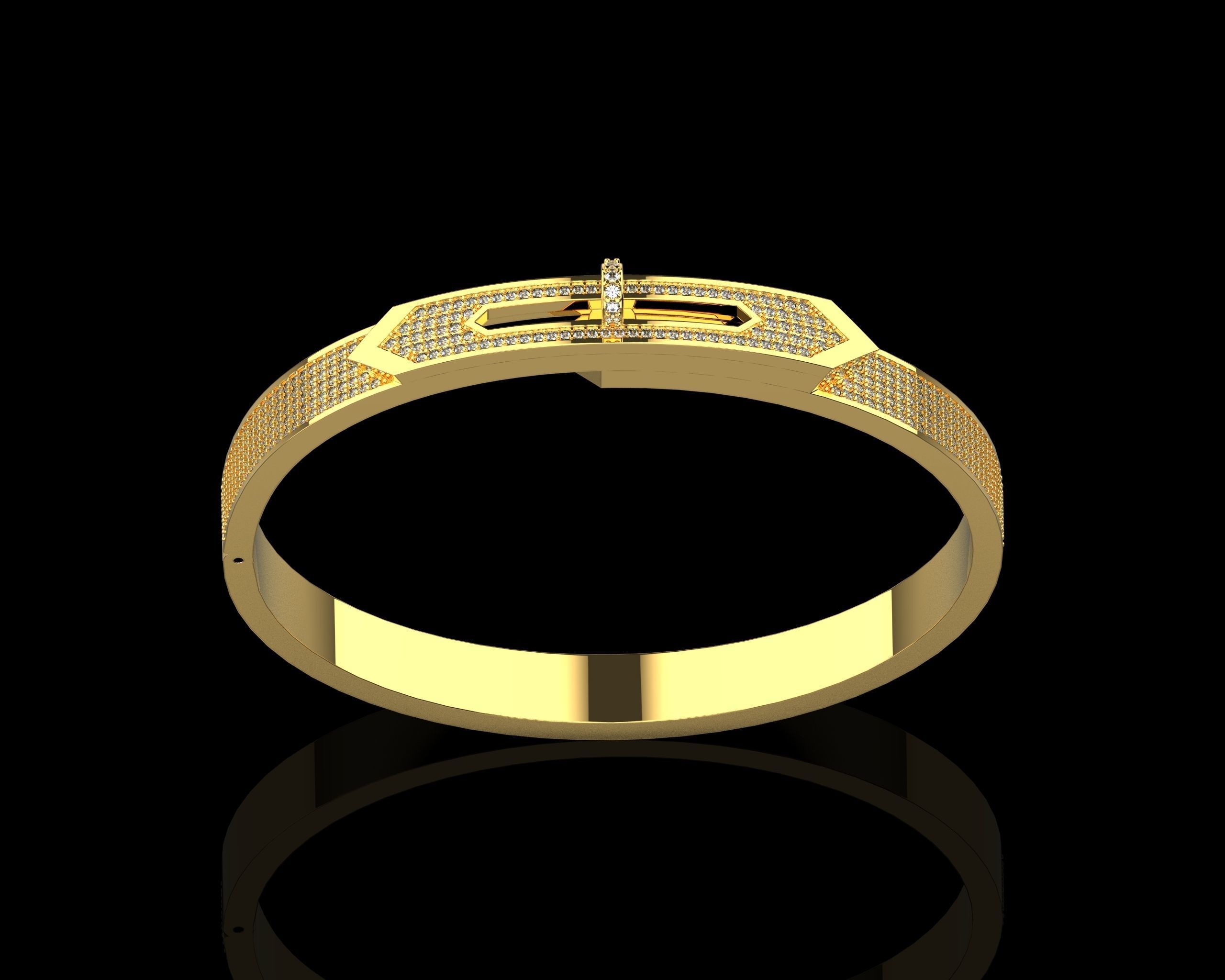 Bracelet Bangle With Diamonds 17 Size N136 3D print model_13