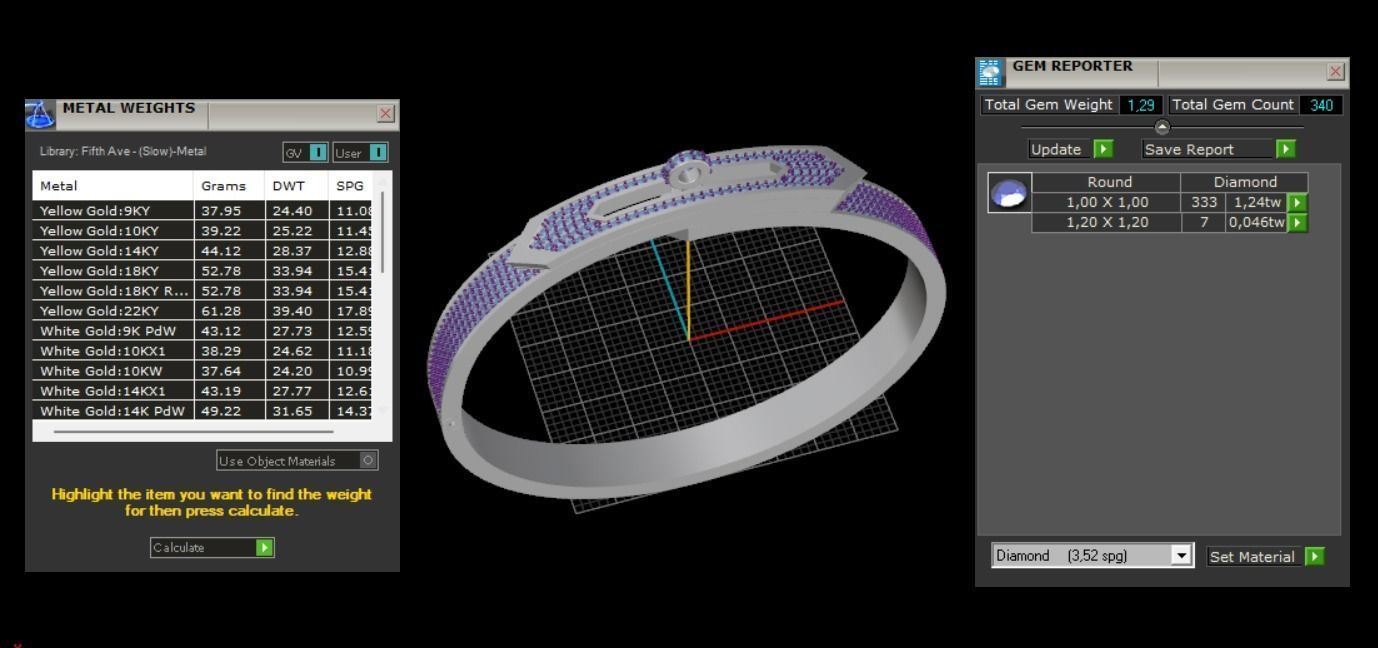 Bracelet Bangle With Diamonds 17 Size N136 3D print model_11