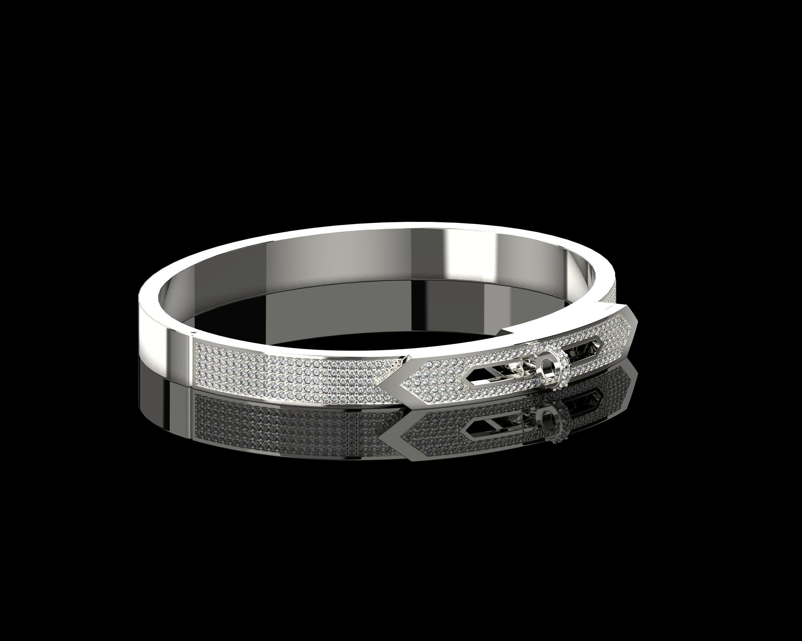 Bracelet Bangle With Diamonds 17 Size N136 3D print model_25