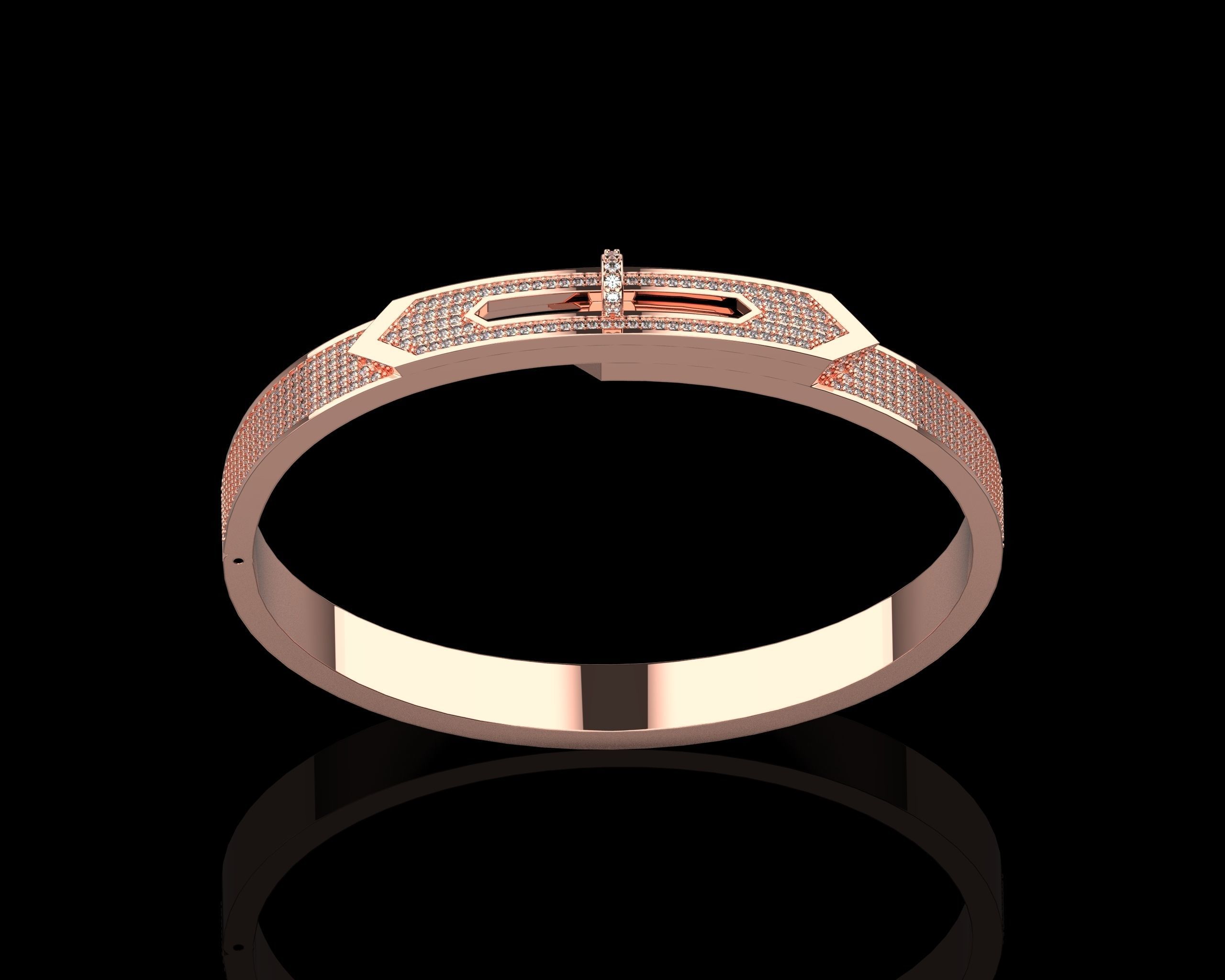 Bracelet Bangle With Diamonds 17 Size N136 3D print model_1