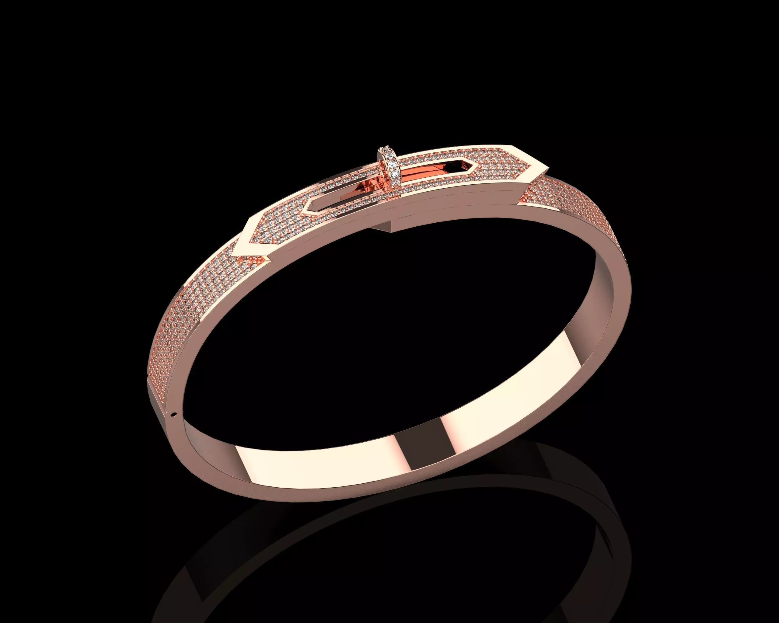 Bracelet Bangle With Diamonds 17 Size N136 3D print model_0