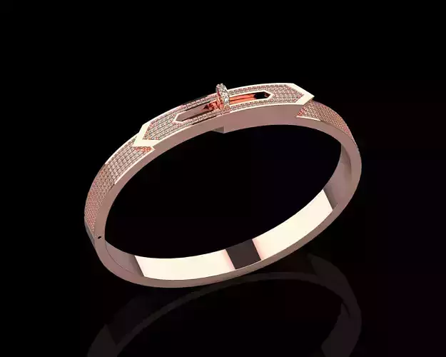 Bracelet Bangle With Diamonds 17 Size N136 3D print model