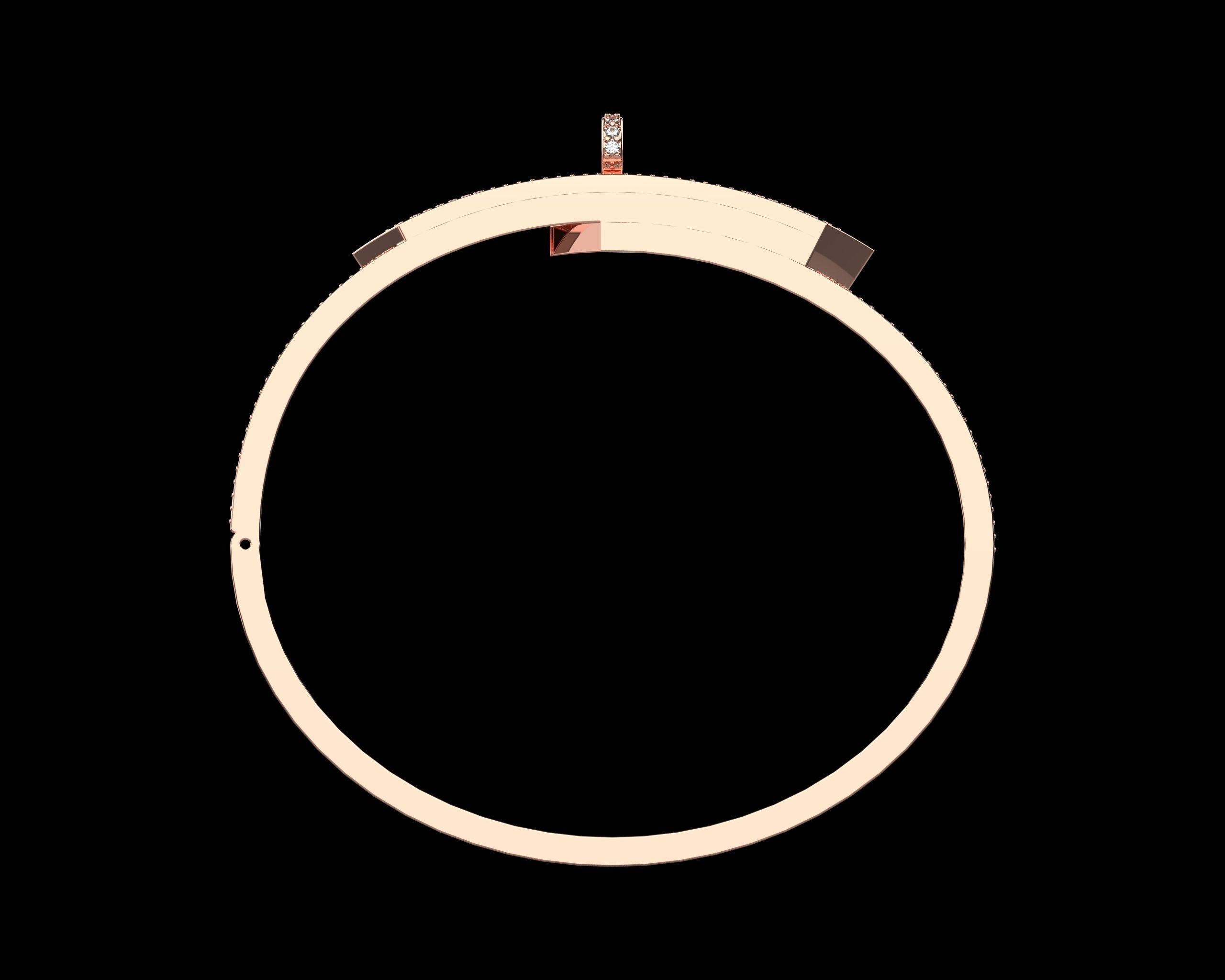 Bracelet Bangle With Diamonds 17 Size N136 3D print model_23
