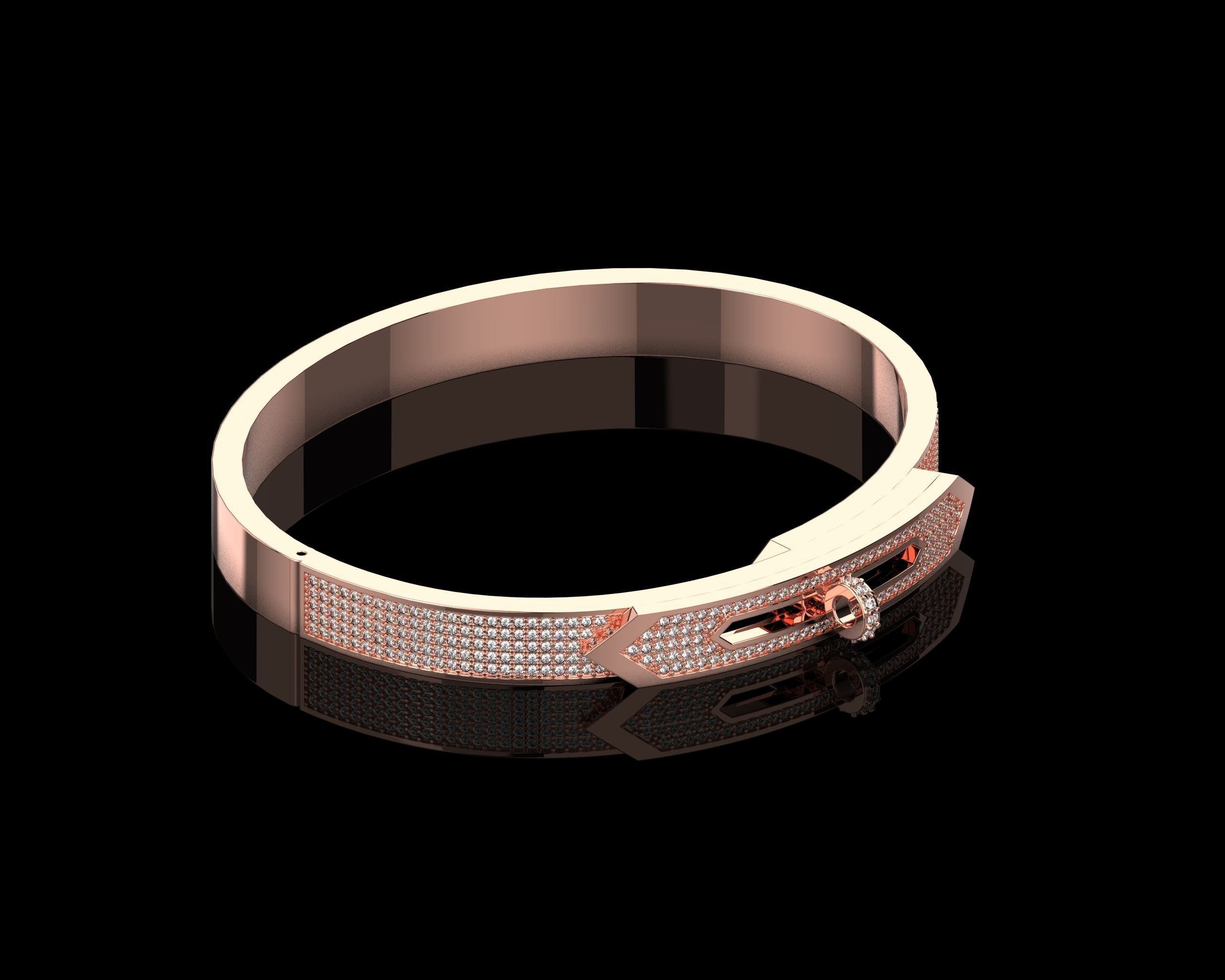 Bracelet Bangle With Diamonds 17 Size N136 3D print model_5
