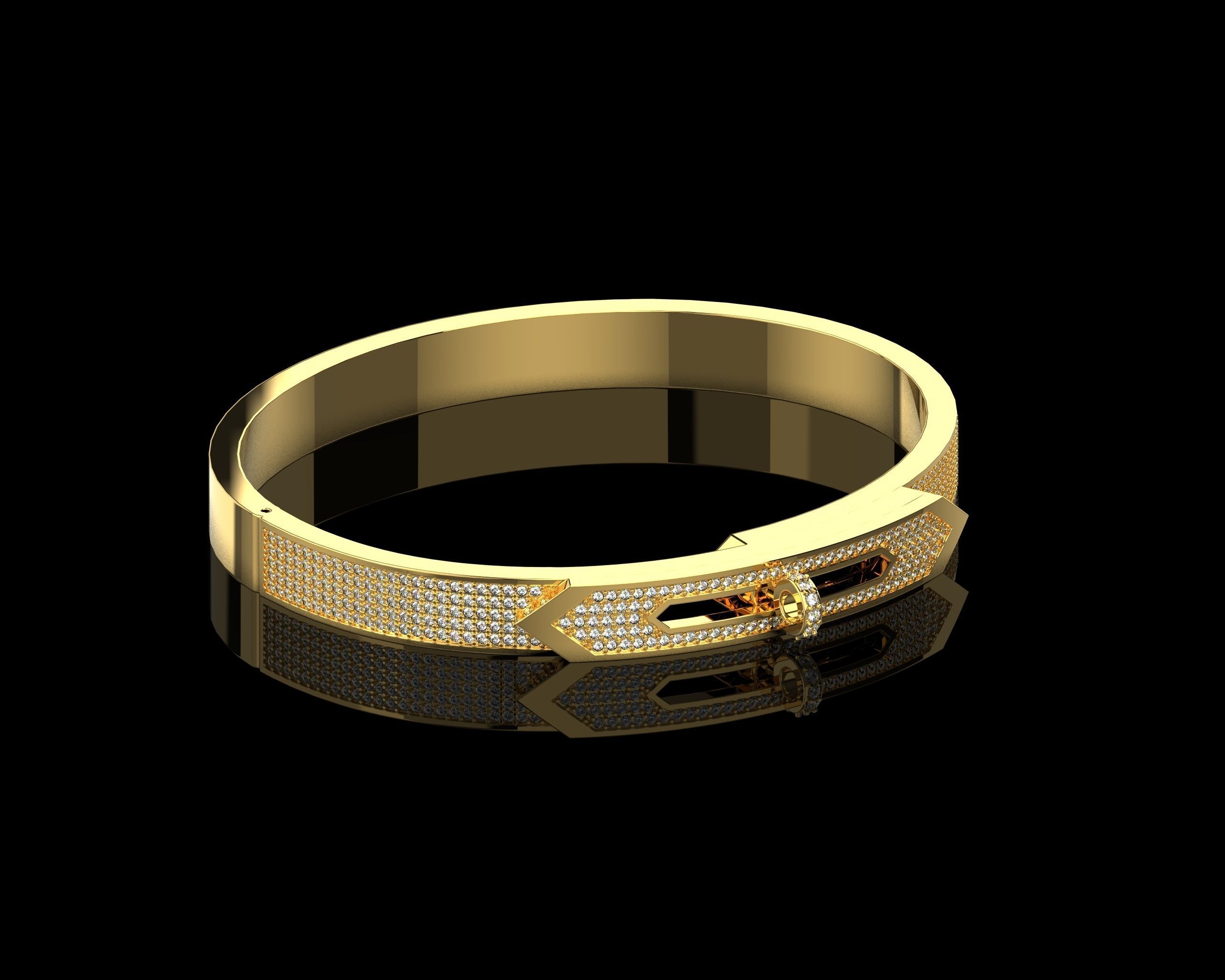 Bracelet Bangle With Diamonds 17 Size N136 3D print model_17