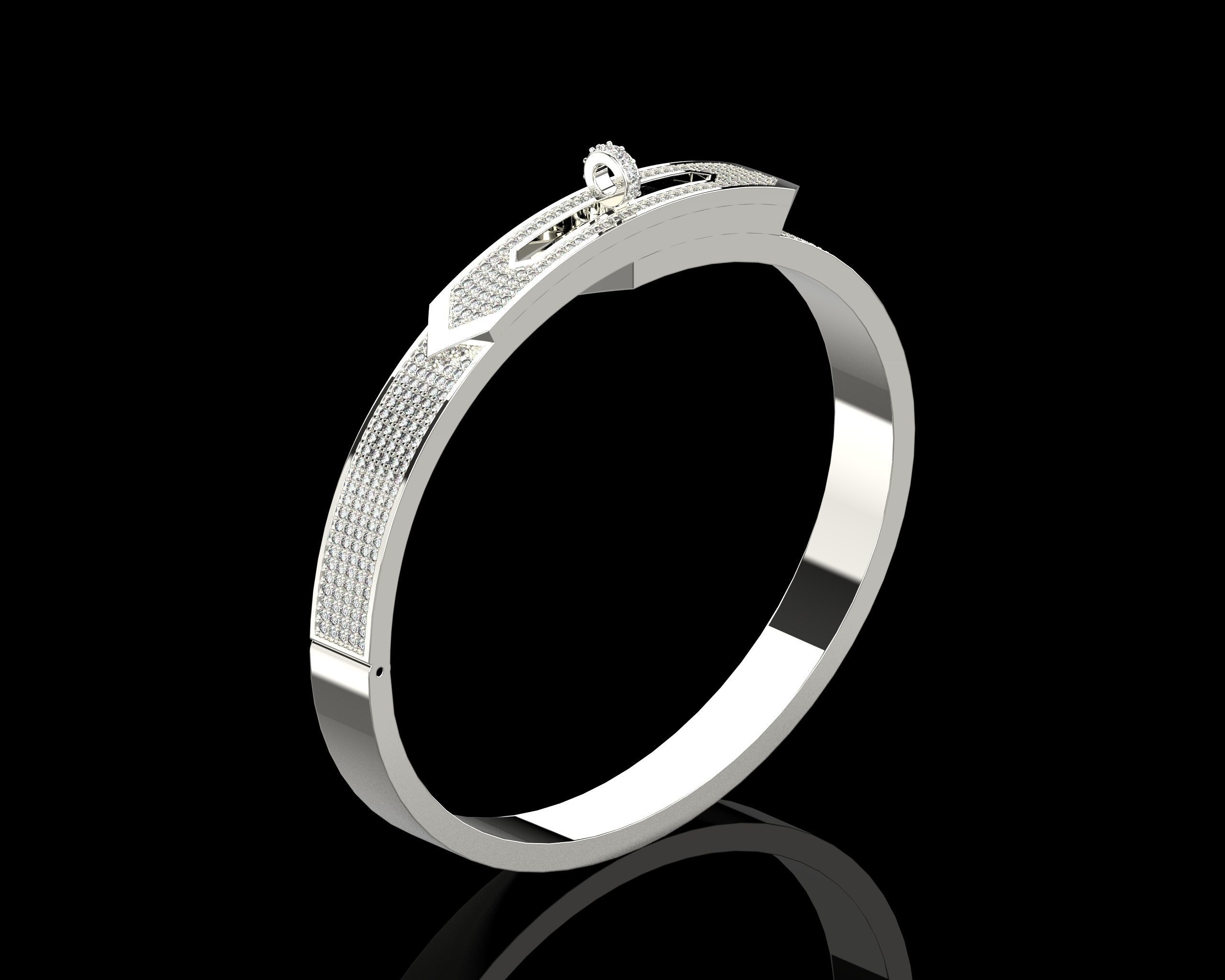 Bracelet Bangle With Diamonds 17 Size N136 3D print model_20