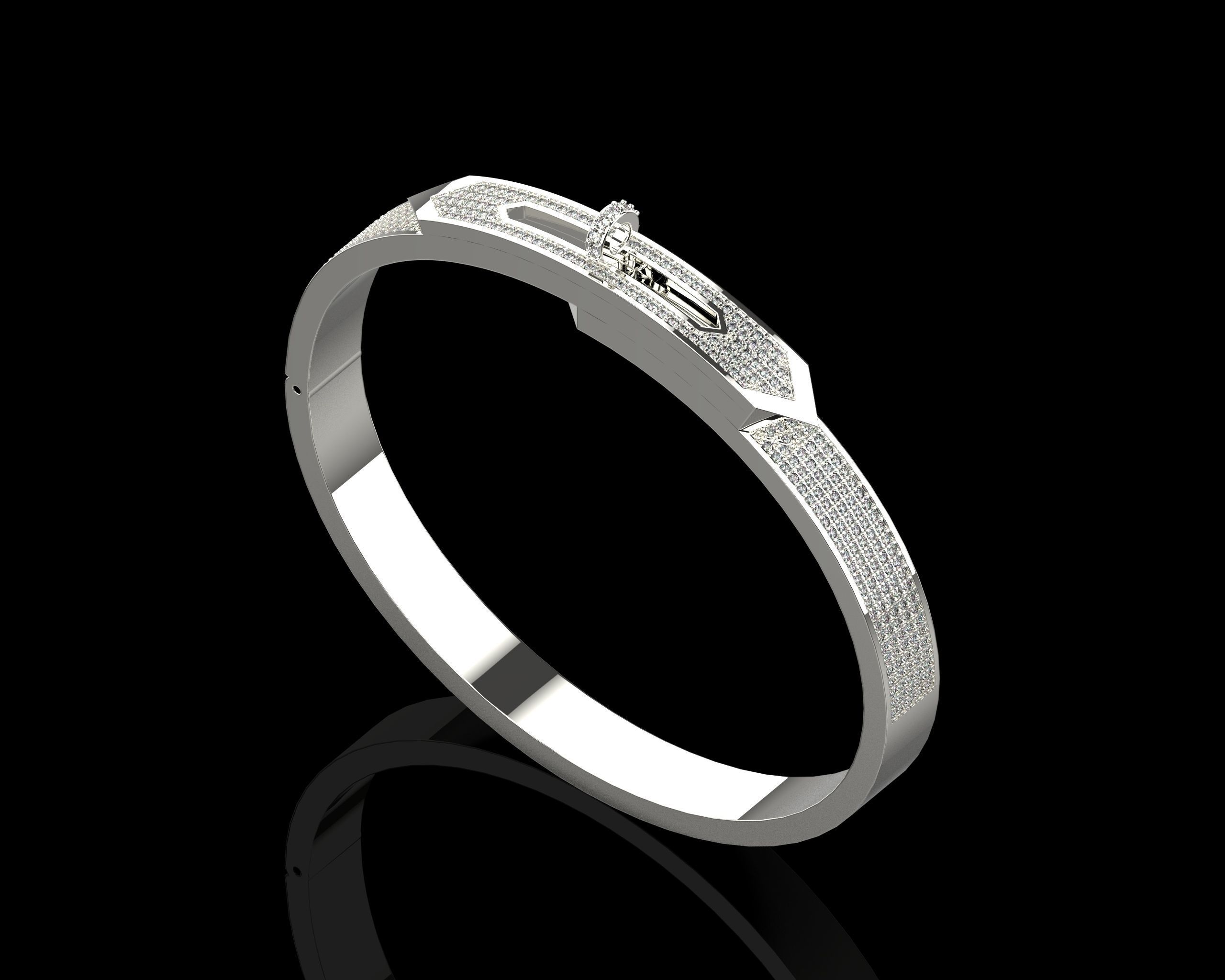 Bracelet Bangle With Diamonds 17 Size N136 3D print model_22
