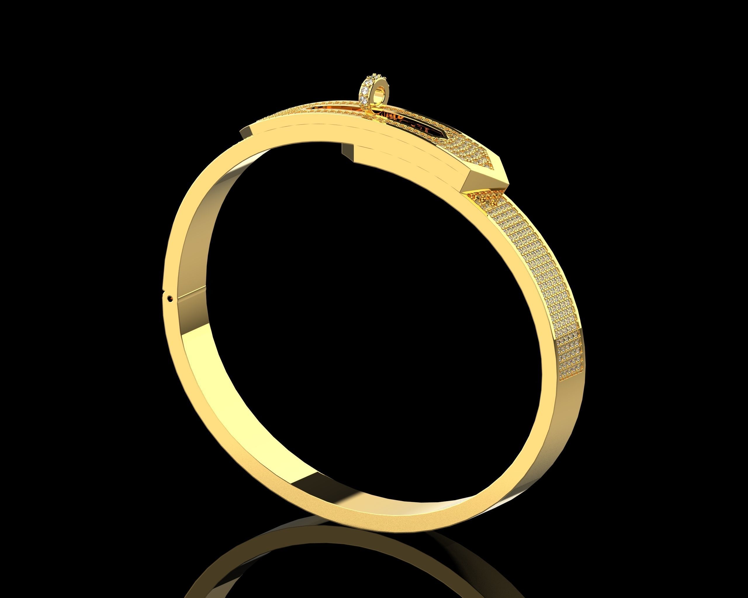 Bracelet Bangle With Diamonds 17 Size N136 3D print model_15