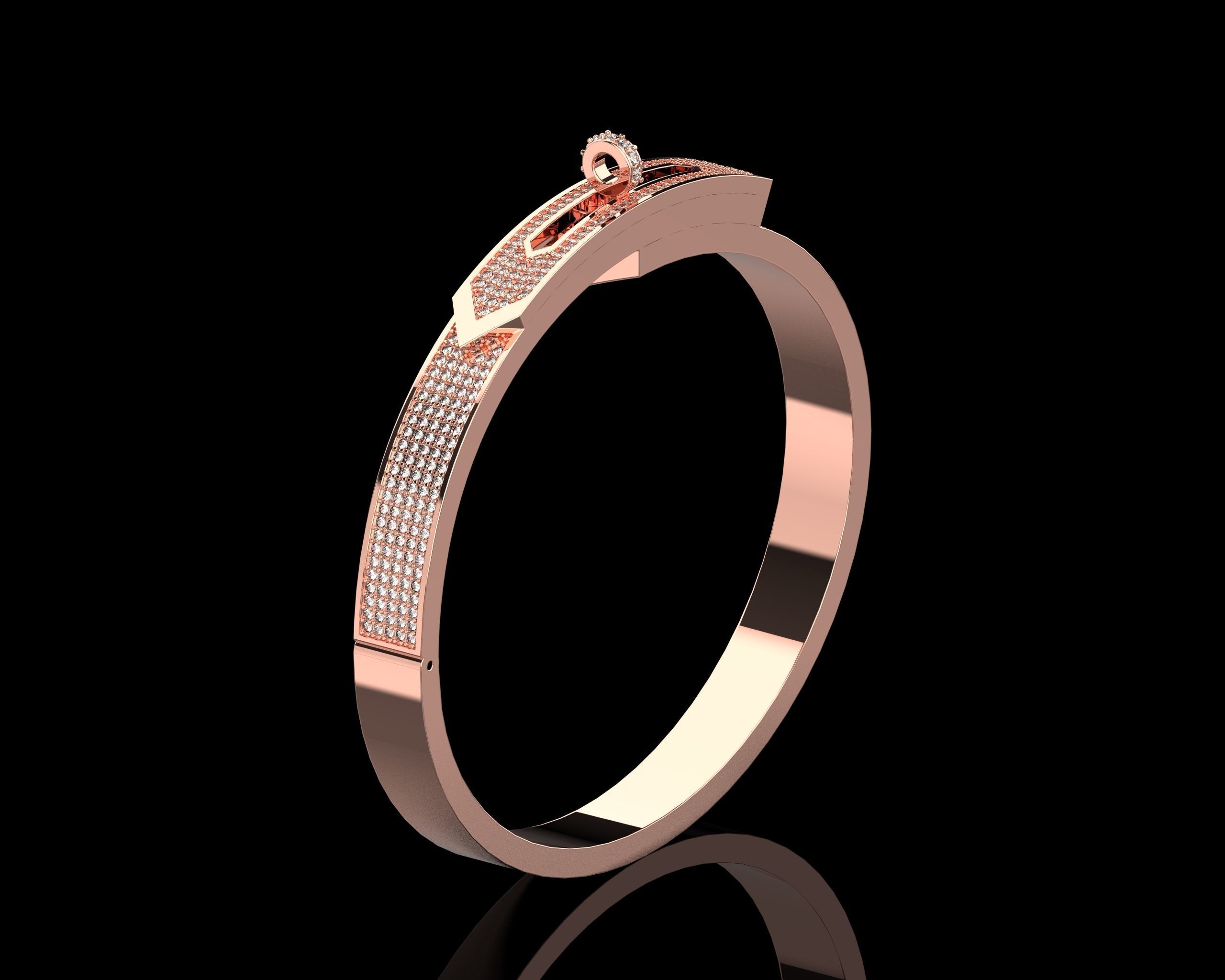 Bracelet Bangle With Diamonds 17 Size N136 3D print model_3