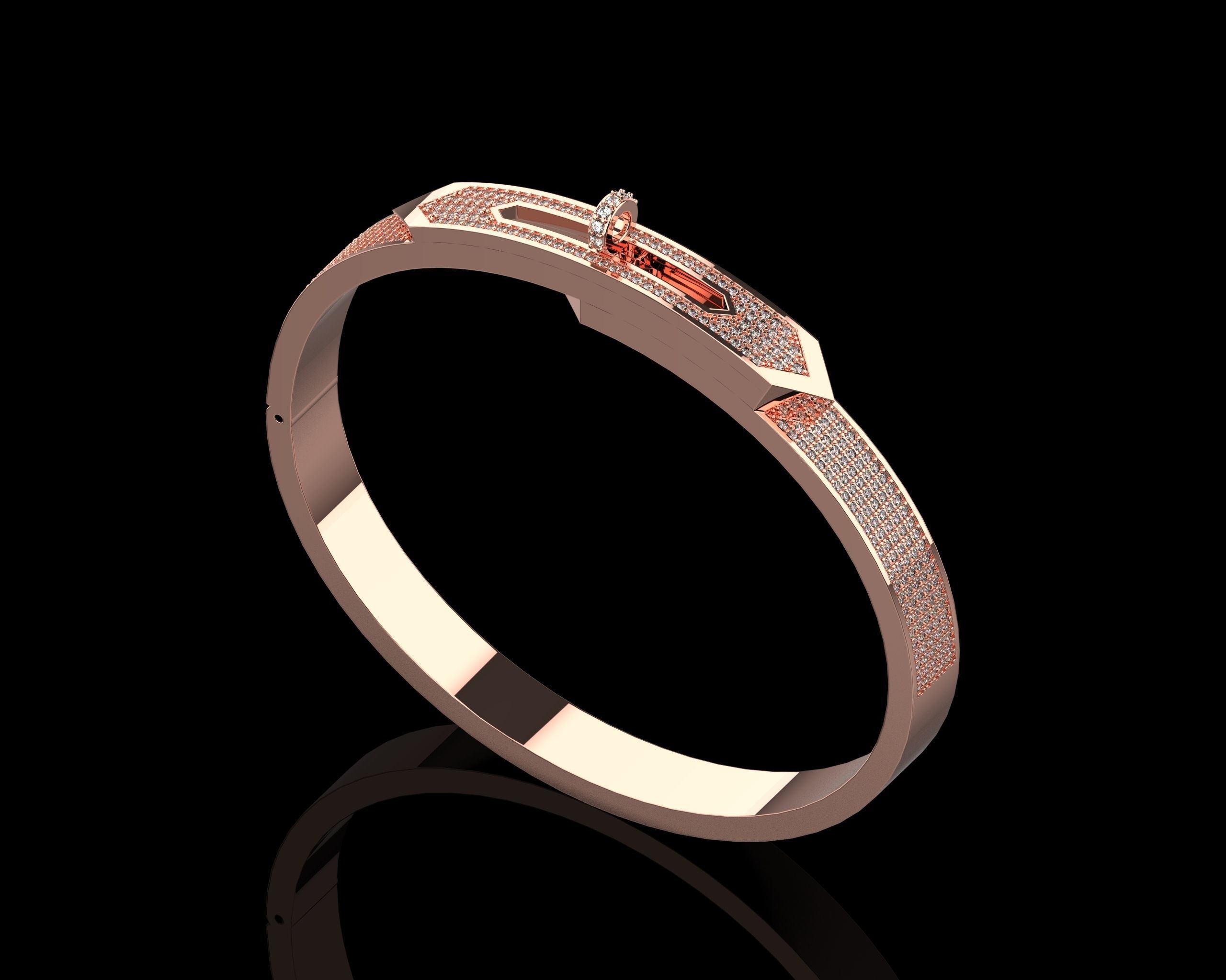 Bracelet Bangle With Diamonds 17 Size N136 3D print model_2
