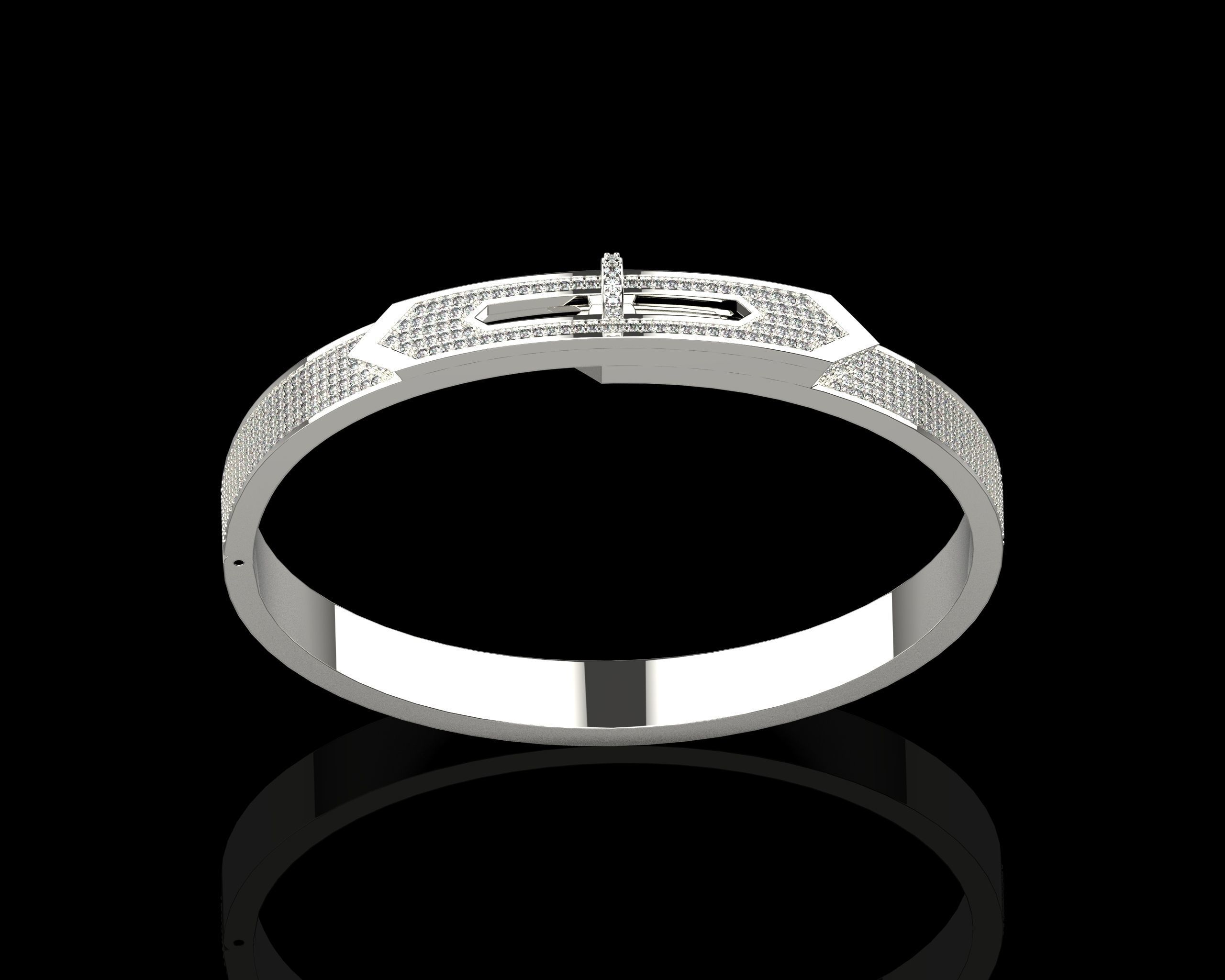 Bracelet Bangle With Diamonds 17 Size N136 3D print model_21
