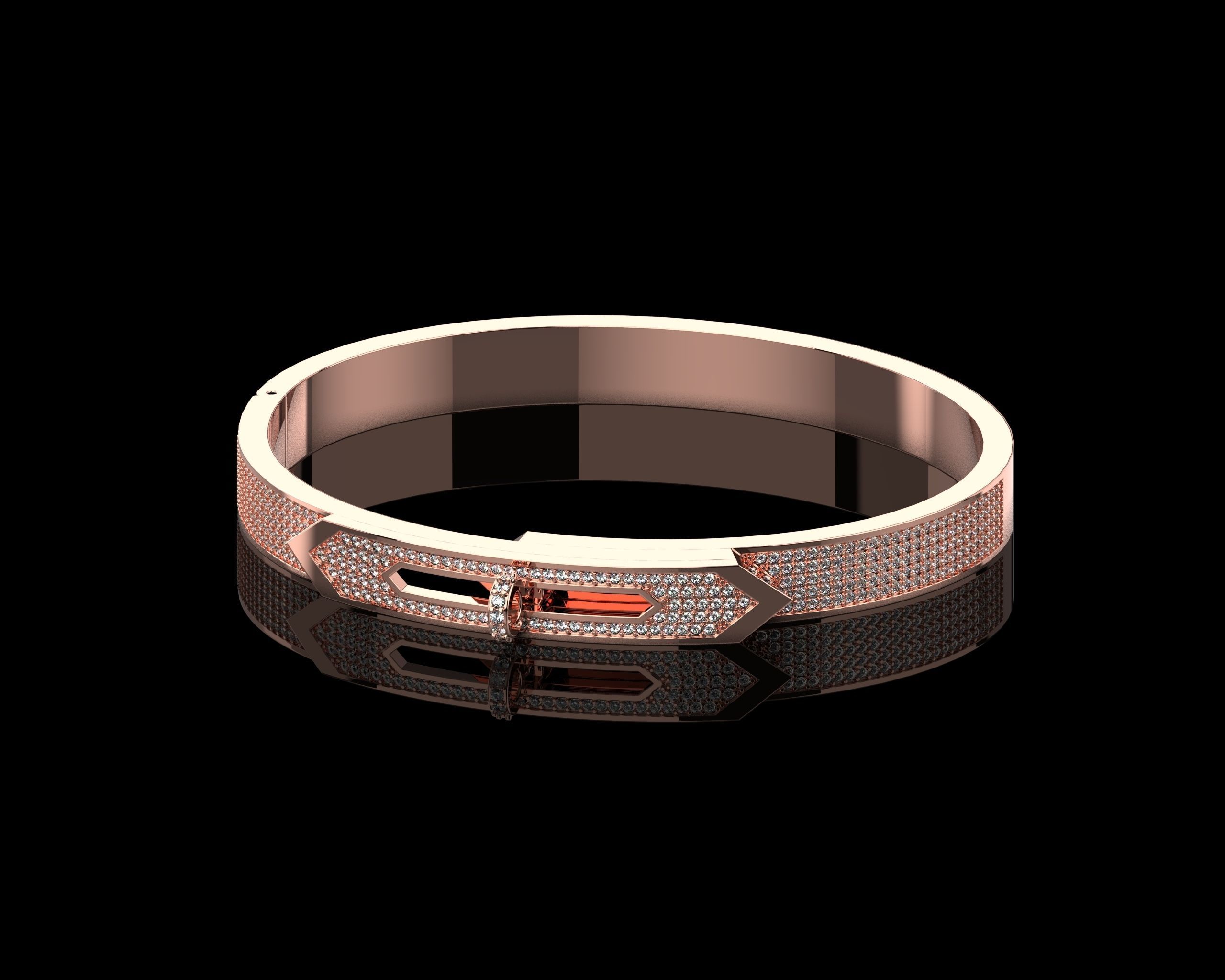 Bracelet Bangle With Diamonds 17 Size N136 3D print model_4