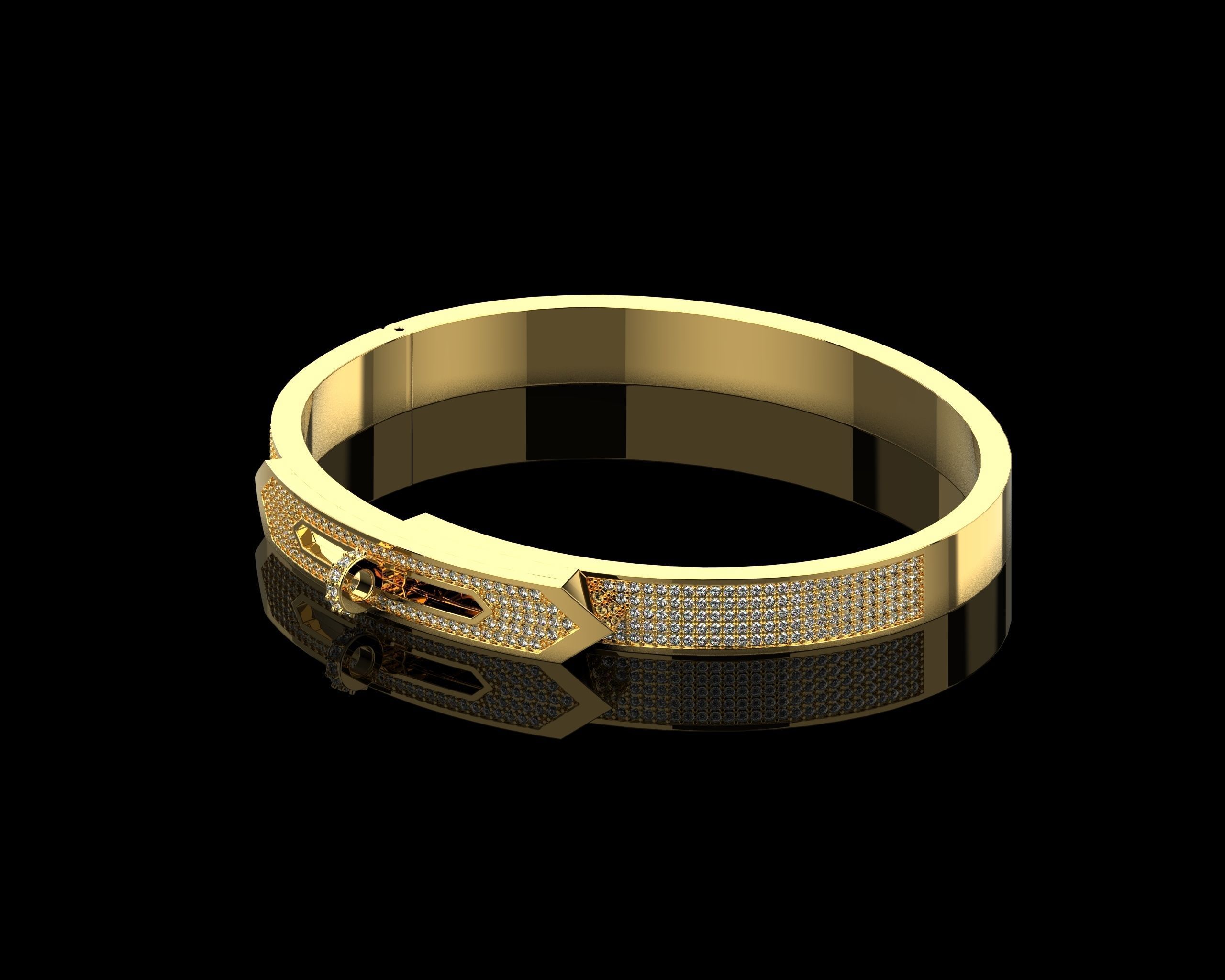 Bracelet Bangle With Diamonds 17 Size N136 3D print model_18