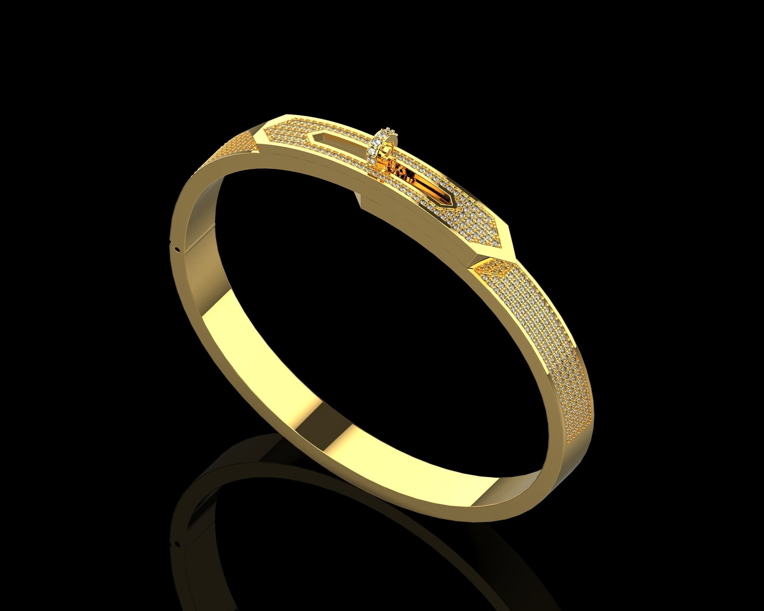 Bracelet Bangle With Diamonds 17 Size N136 3D print model_14