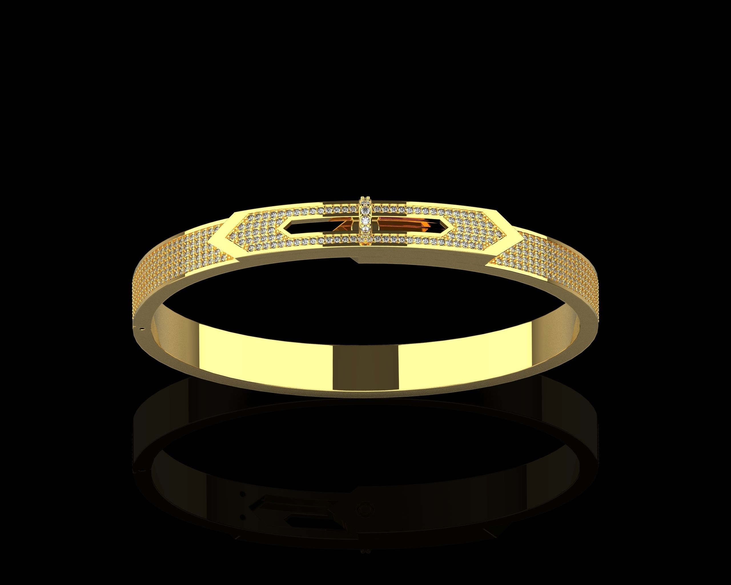 Bracelet Bangle With Diamonds 17 Size N136 3D print model_16