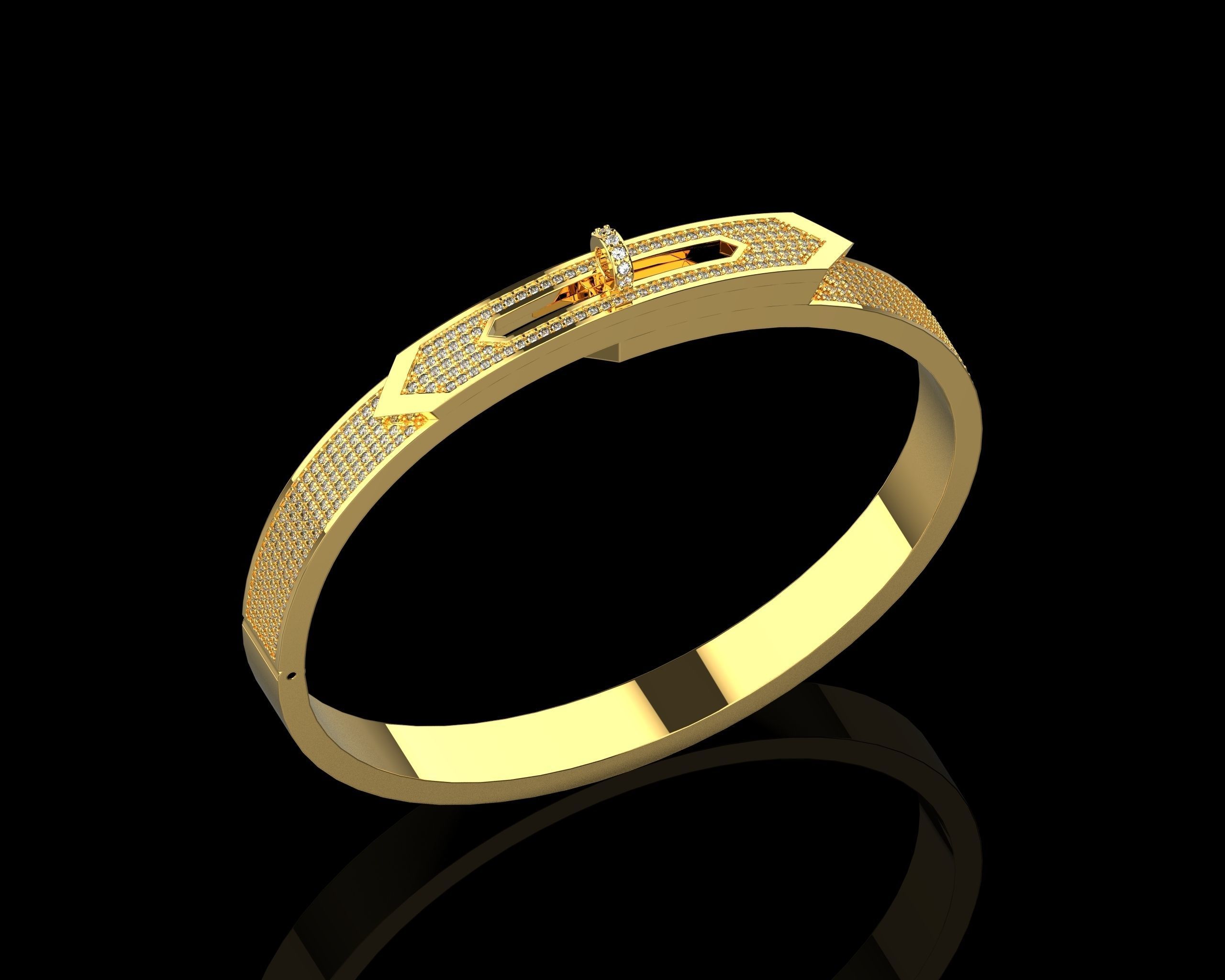 Bracelet Bangle With Diamonds 17 Size N136 3D print model_12