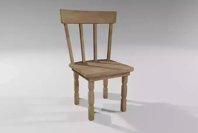 Classic Wooden Chair - Cadeira de Madeira Low-poly 3D model