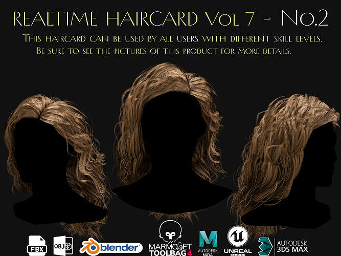 Realtime Haircard Vol 7 - No2 Low-poly 3D model