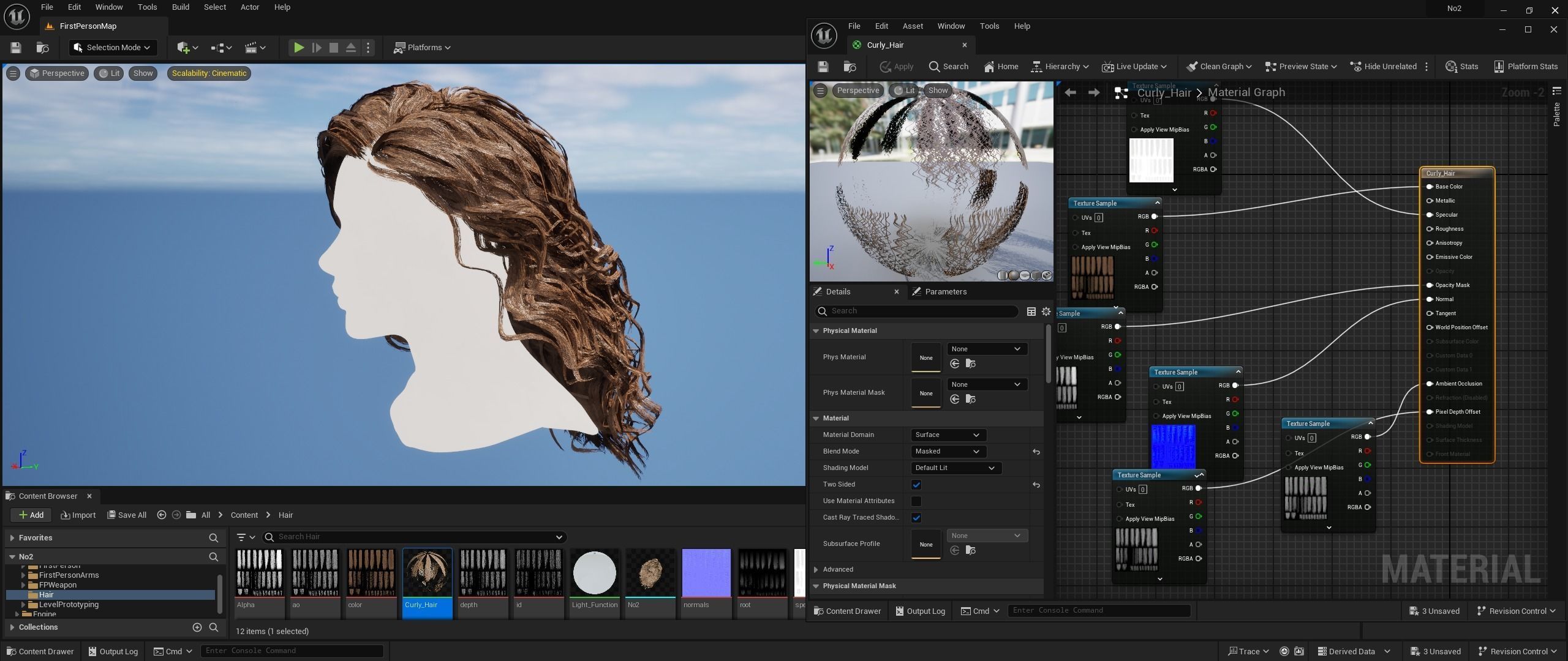 Realtime Haircard No32 Low-poly 3D model_1