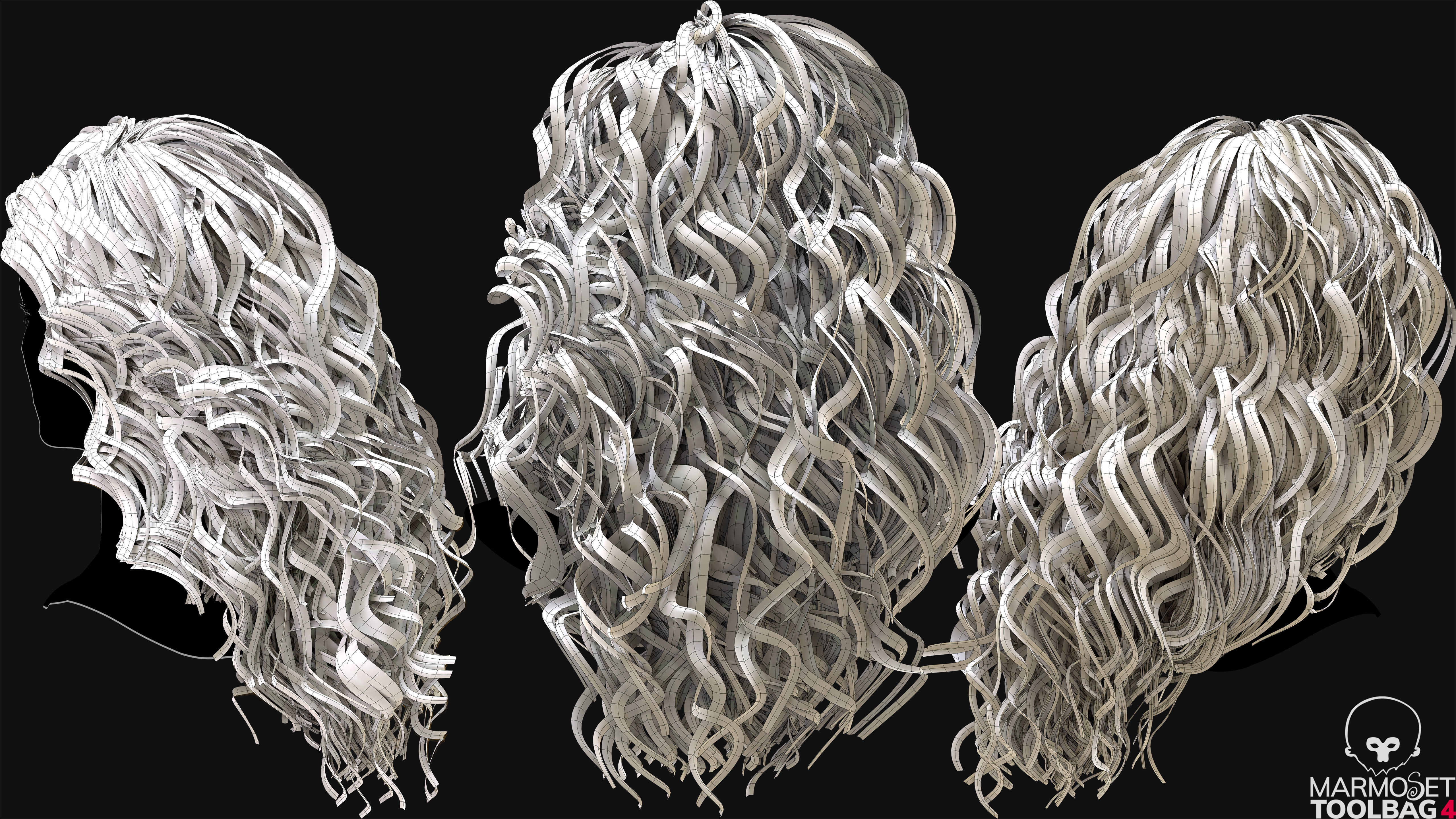 Realtime Haircard No32 Low-poly 3D model_8