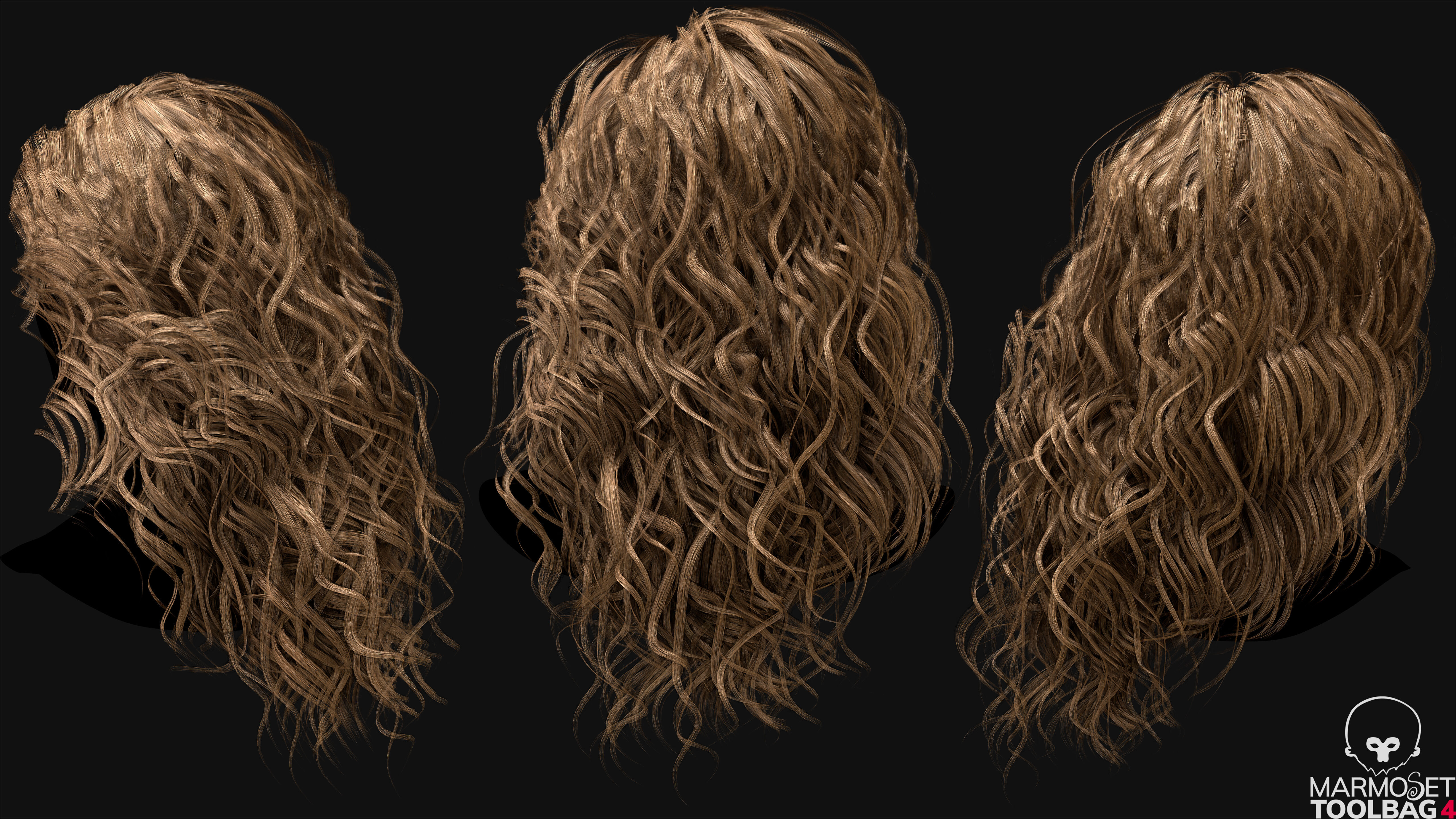 Realtime Haircard No32 Low-poly 3D model_7