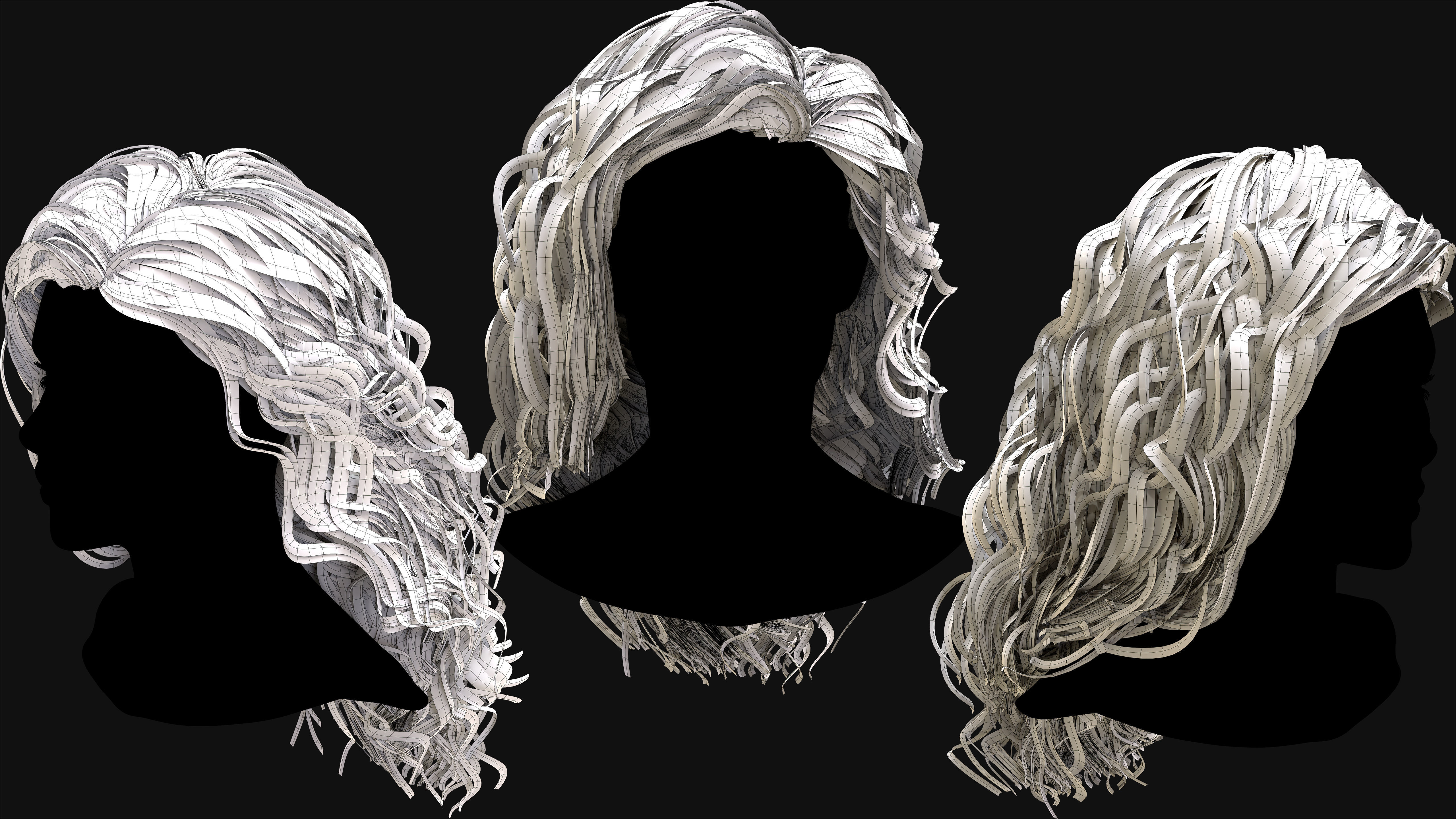 Realtime Haircard No32 Low-poly 3D model_6