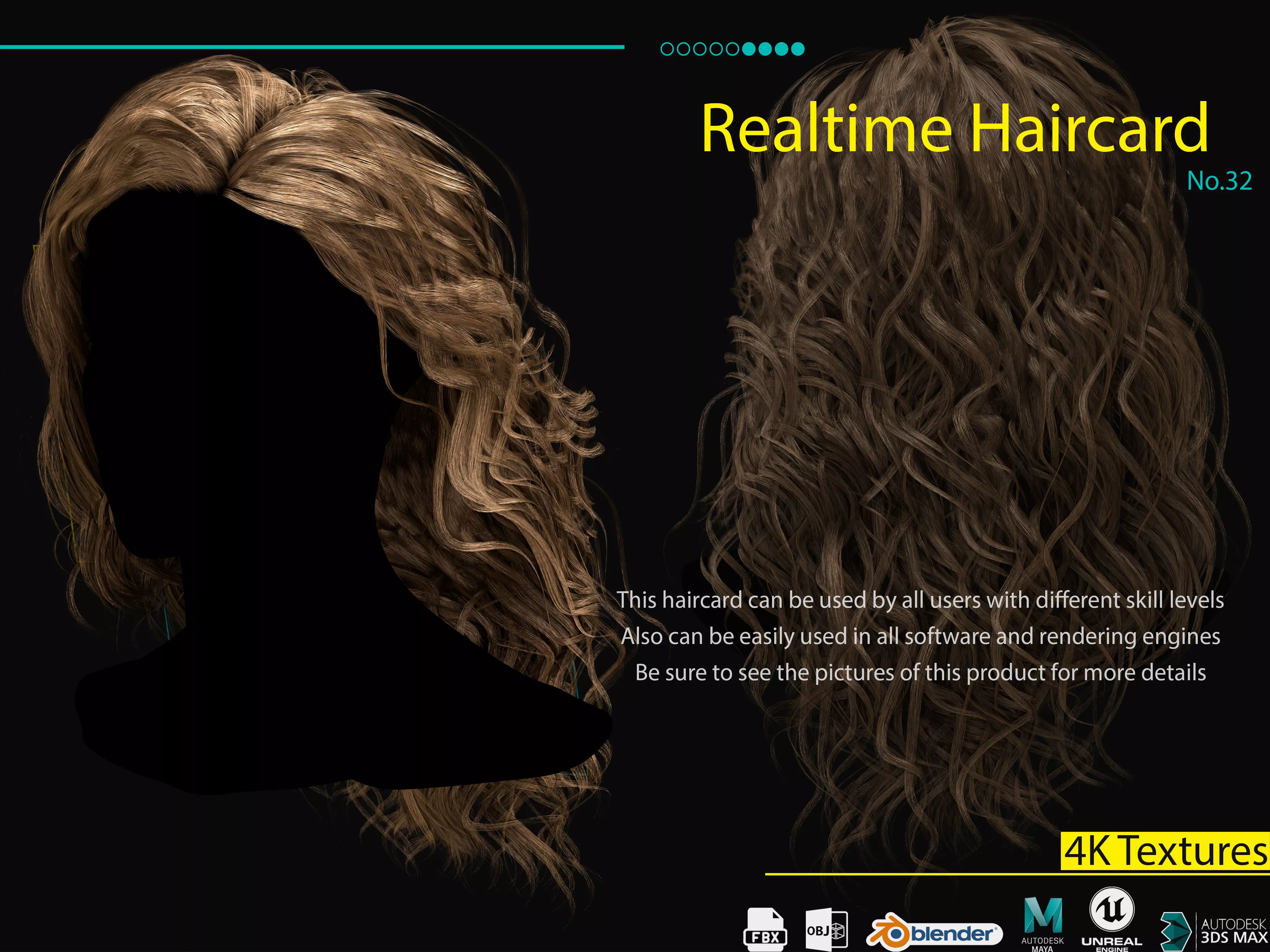 Realtime Haircard No32 Low-poly 3D model_0