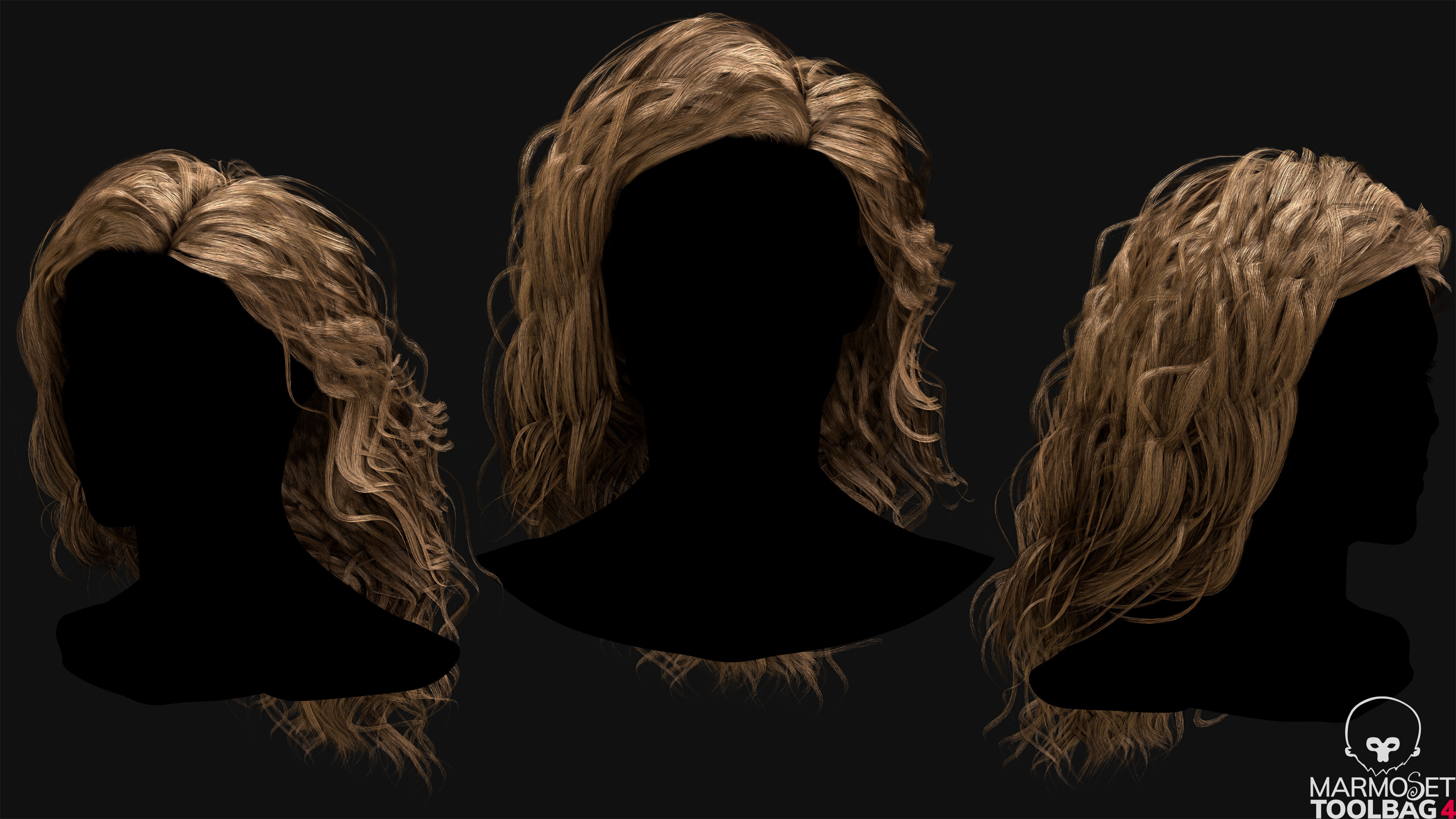 Realtime Haircard No32 Low-poly 3D model_5