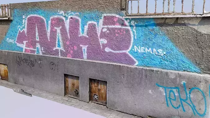 Facade with graffiti