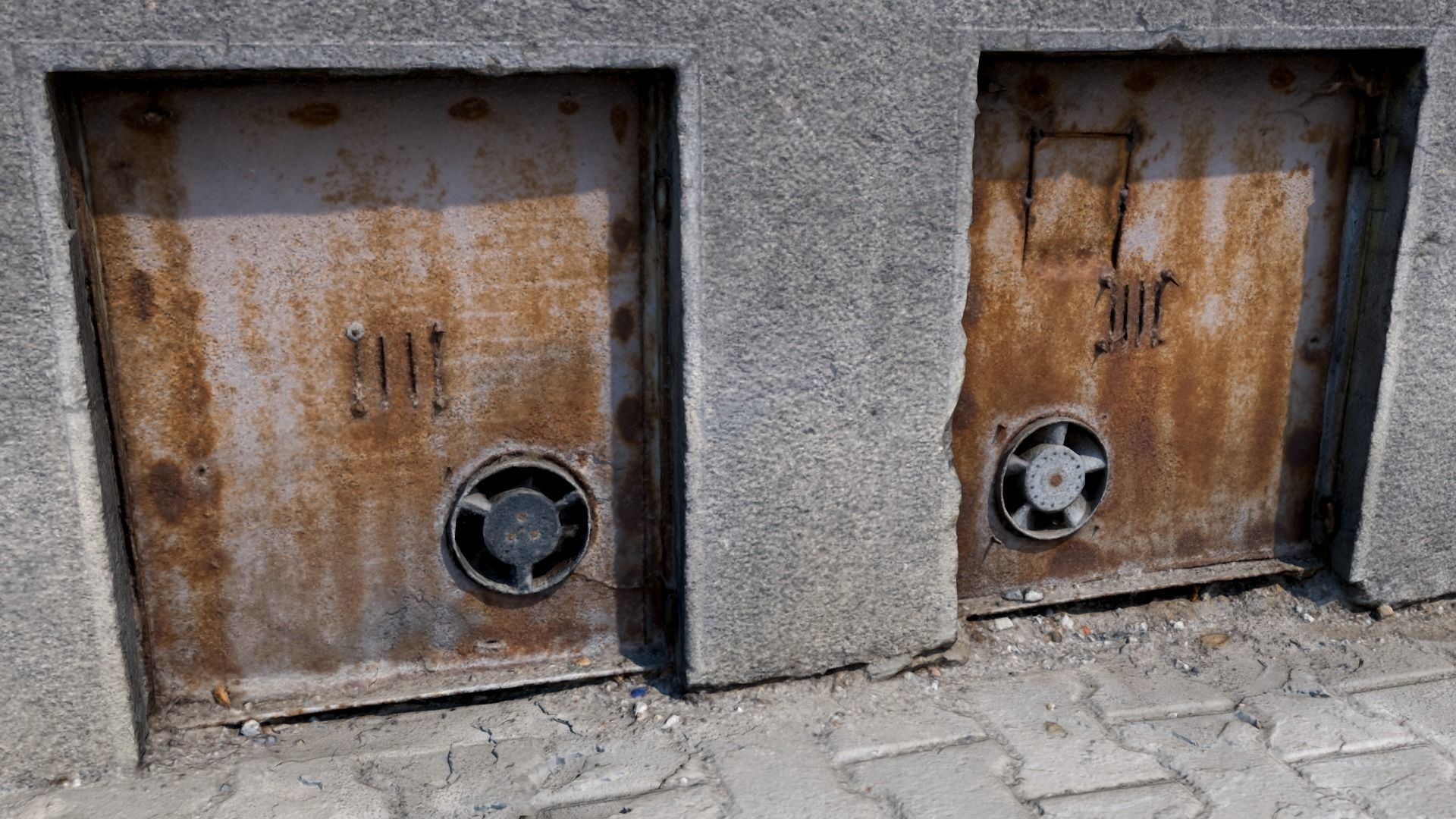 Facade with graffiti 3D model_3