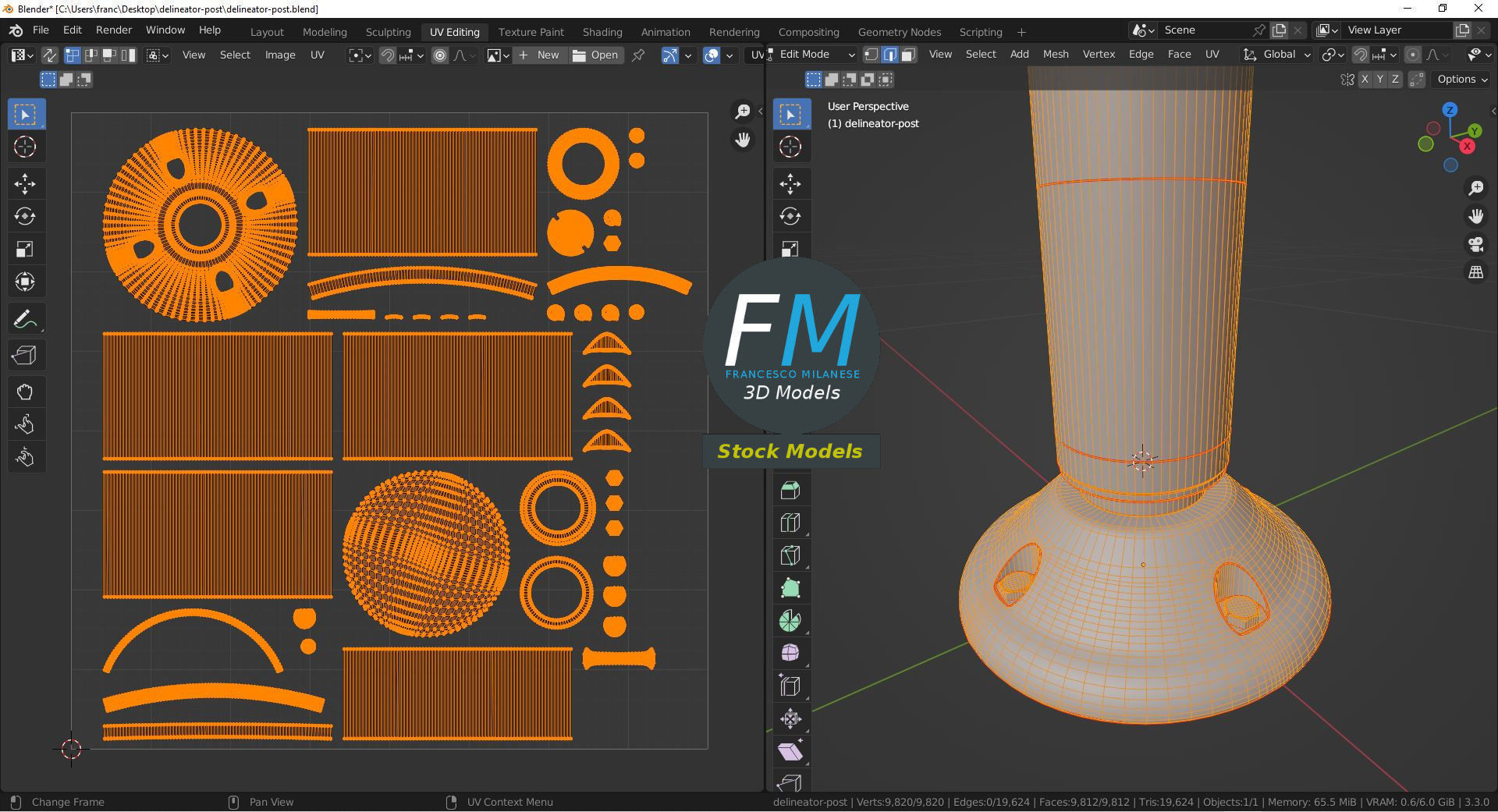 Delineator post 3D model_10