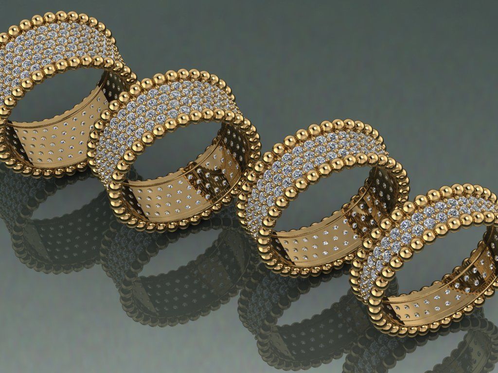 ball and  stone ring van clef 3D print model_2