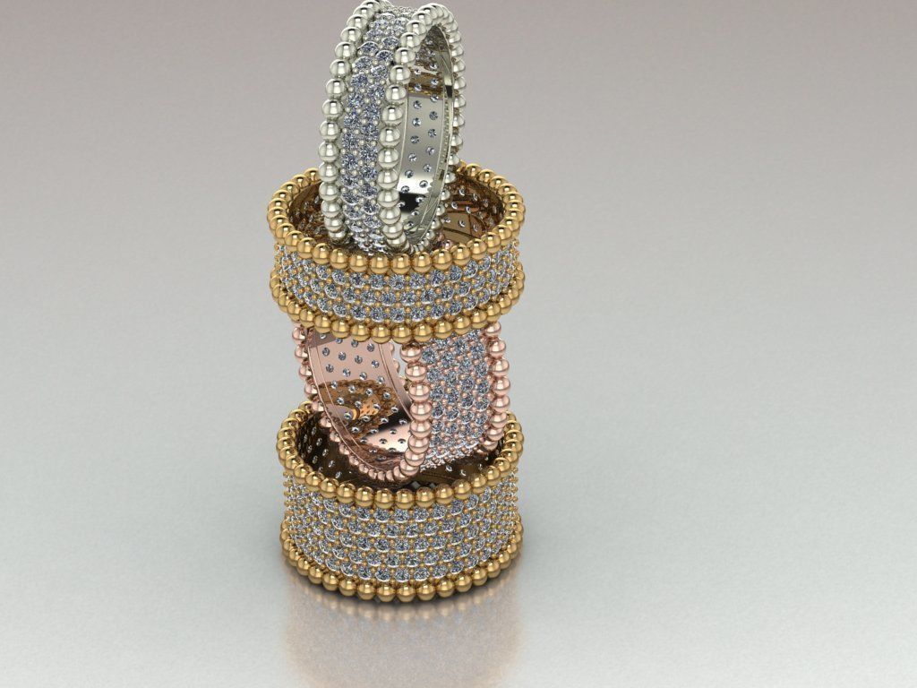 ball and  stone ring van clef 3D print model_1