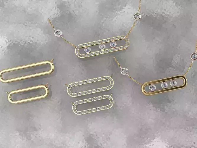 mesika necklace with stone without stones 3D print model
