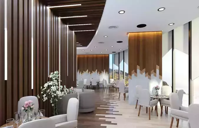 Restaurant interior Scene 3D model