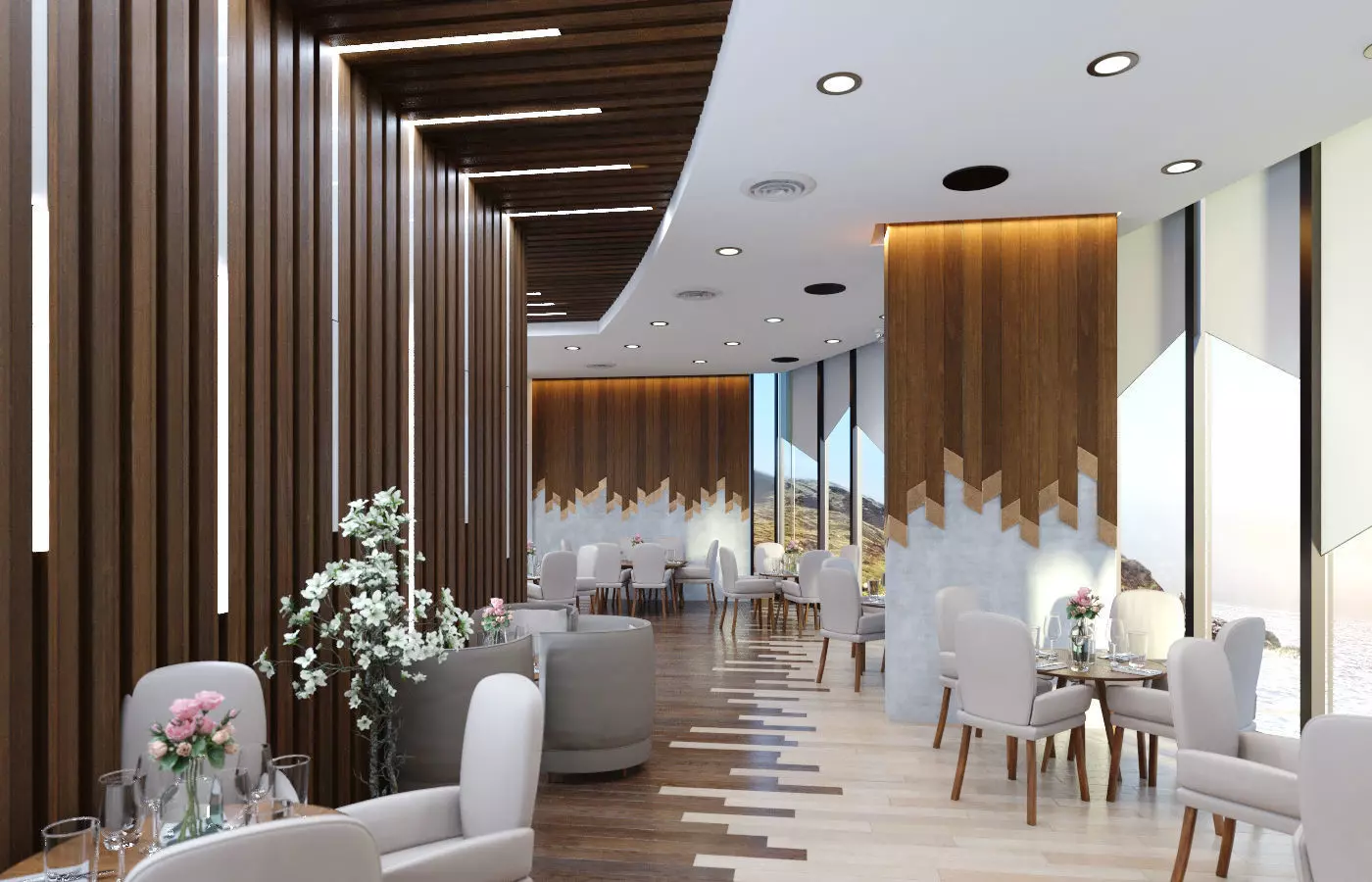 Restaurant interior Scene 3D model Low-poly 3D model