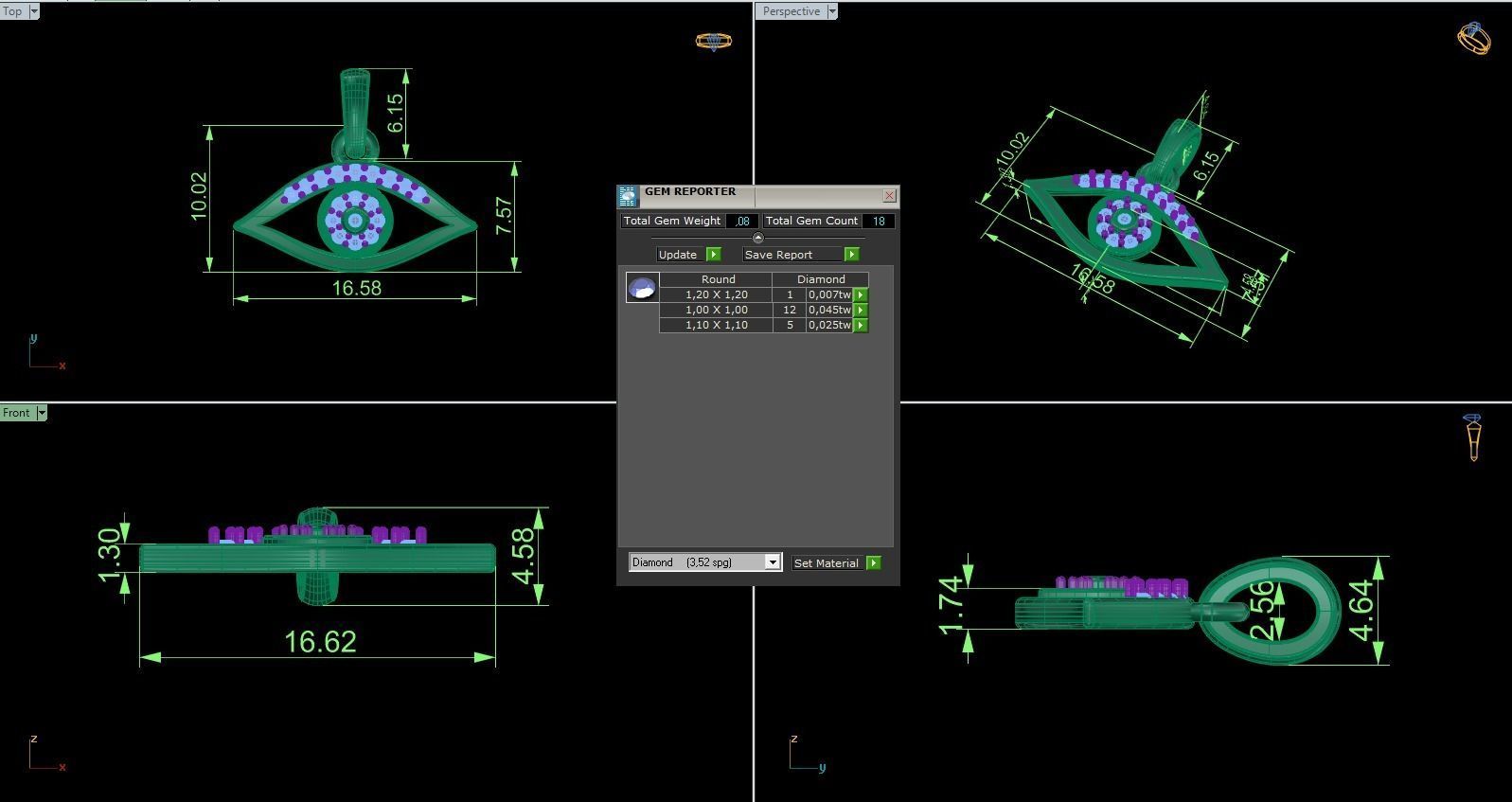 Eye pendant  3D print model_10