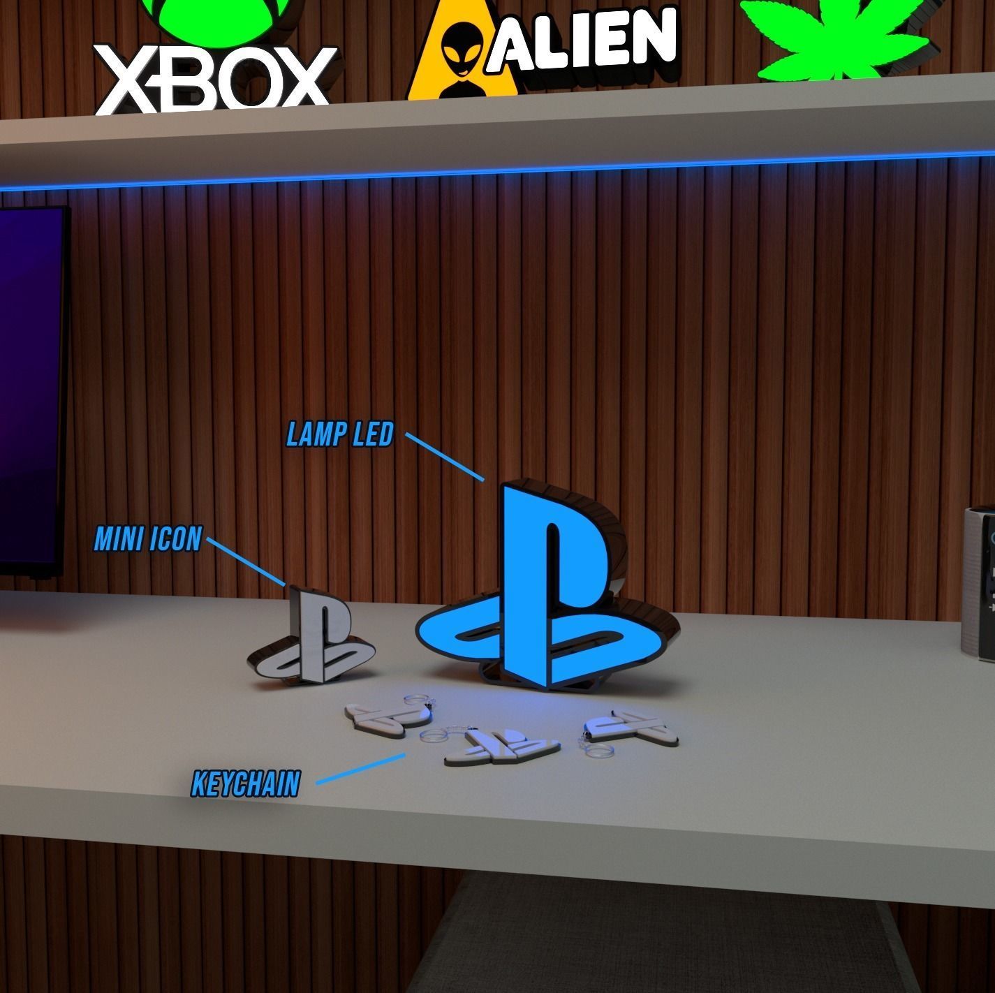 PLAYSTATION LAMP LED 3D print model_7