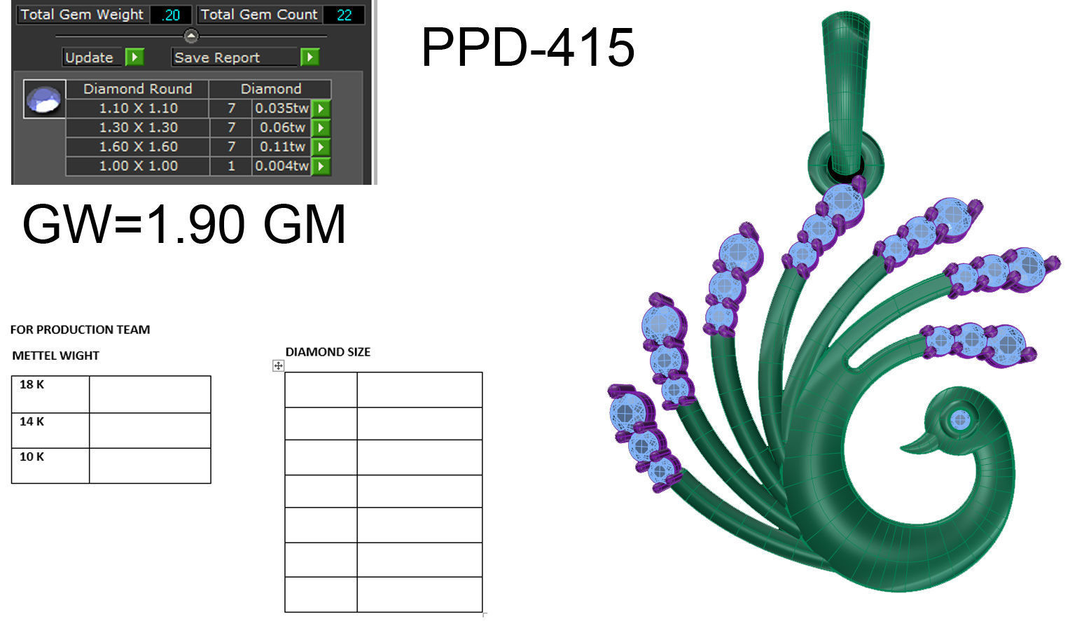 Peacock Pendant  3D print model_6