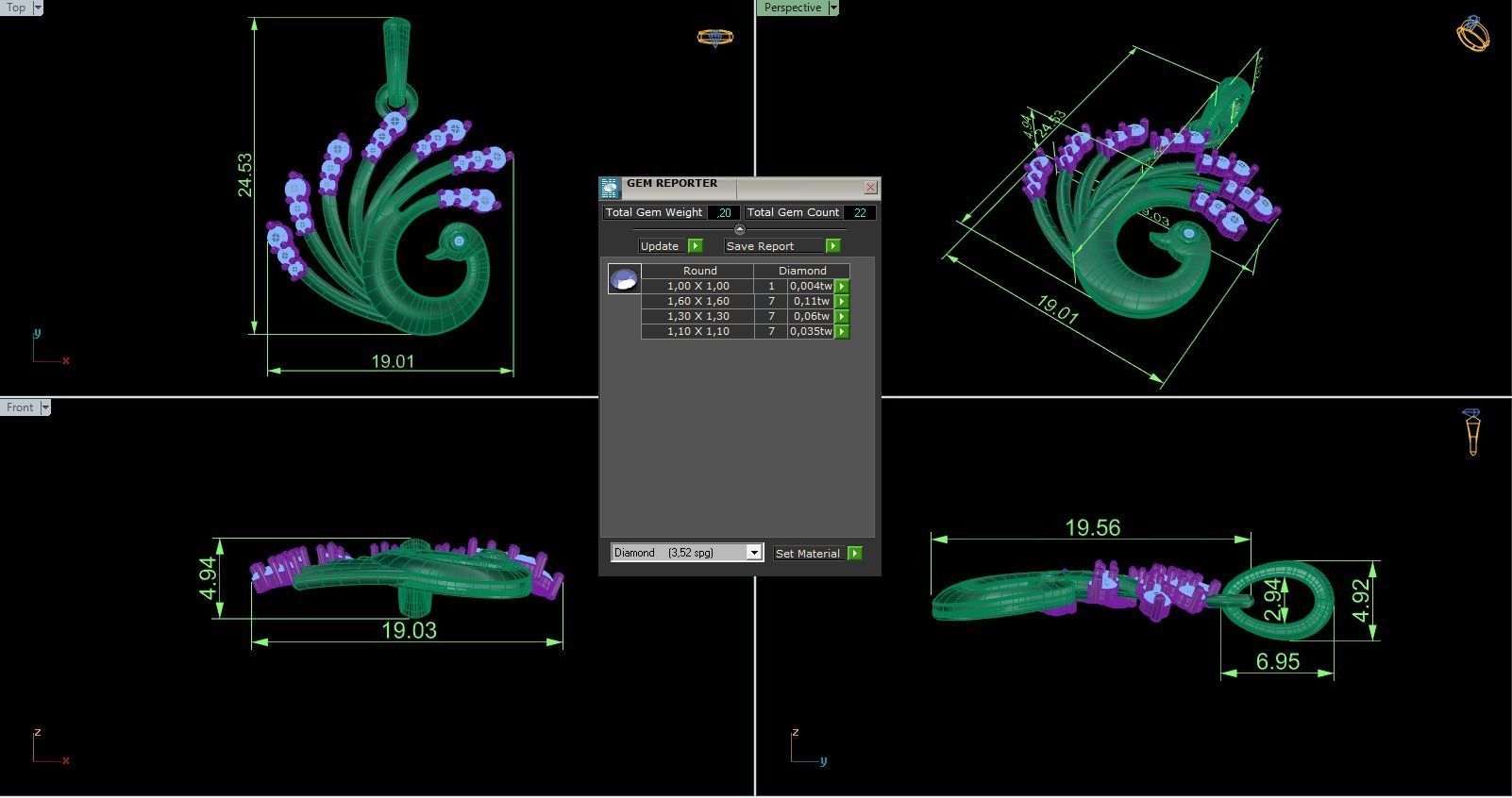 Peacock Pendant  3D print model_10