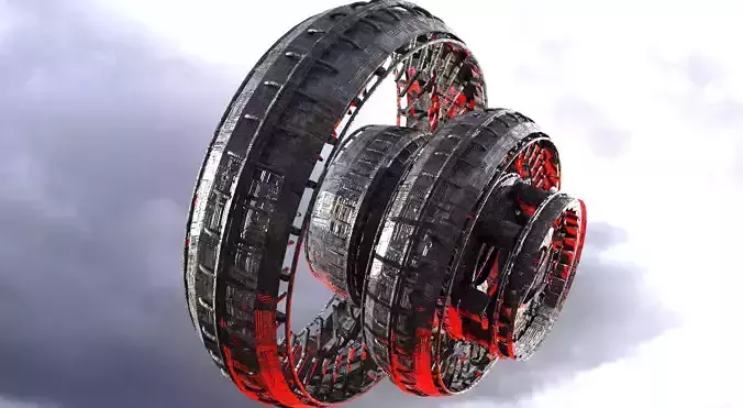 Sci Fi Dark Gravity Grid 3D model