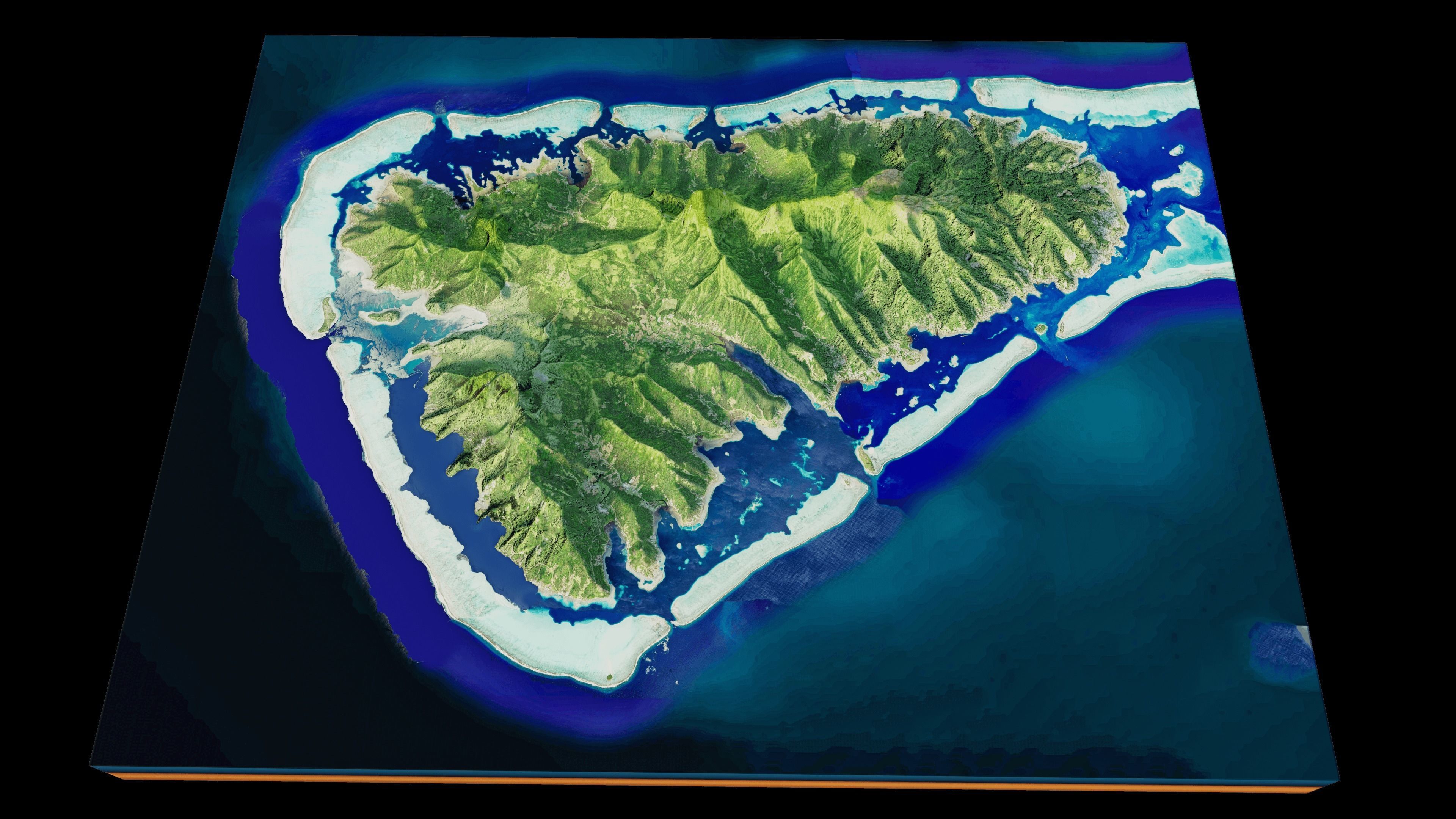 Raiatea island 3d terrain 3D model_1