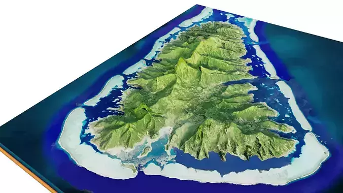 Raiatea island 3d terrain