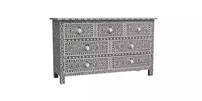 Black Floral Chest Of Drawers